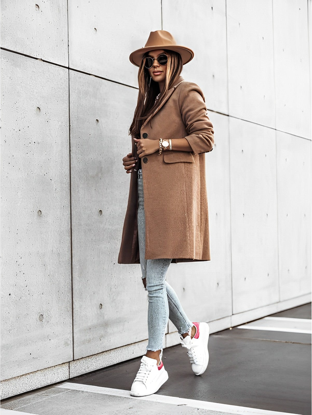 Simone - Manteau classique à deux boutons avec manches longues