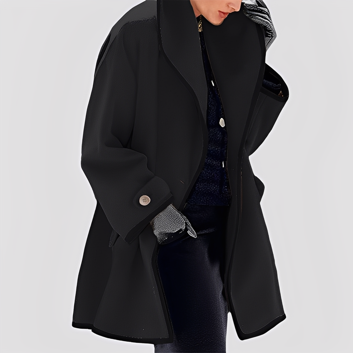 Abigale - Stylish wool overcoat with hood for women
