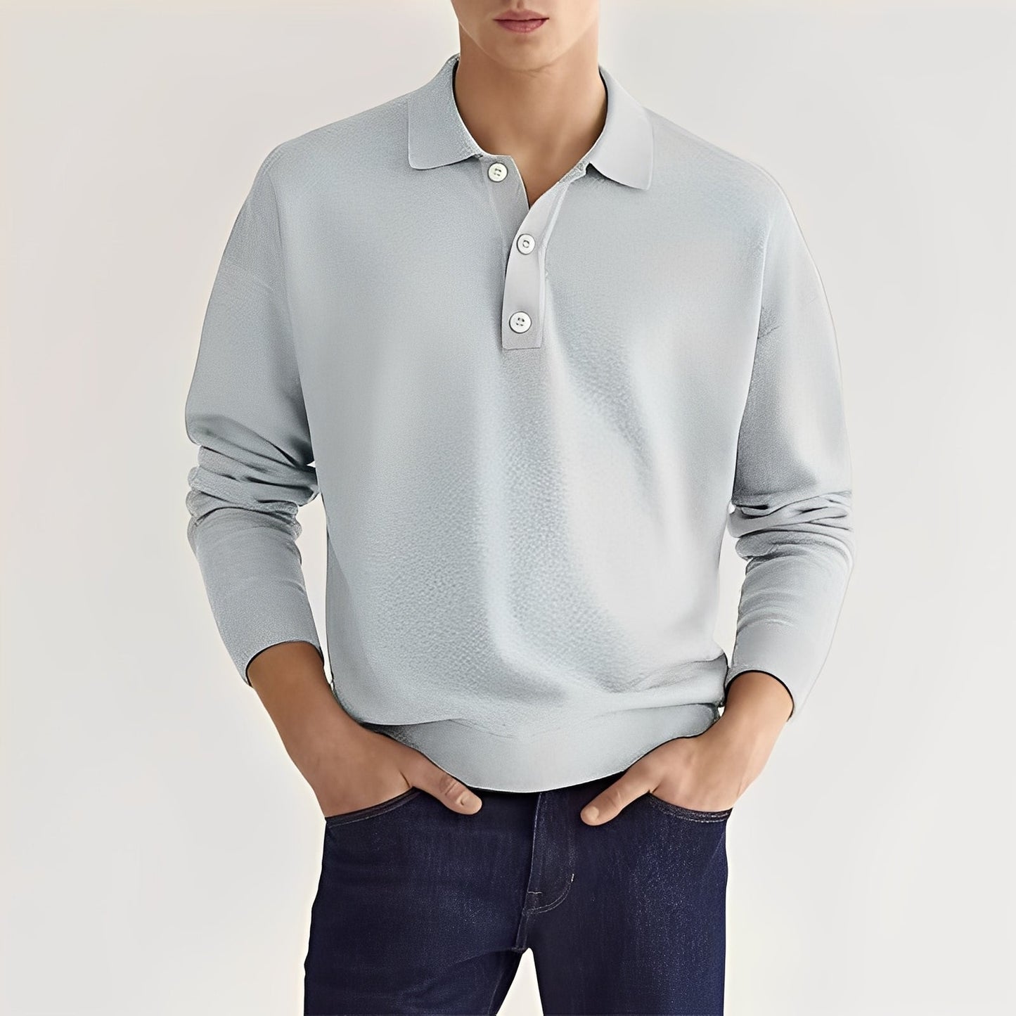 Carlton - Polo homme à manches longues et minimaliste