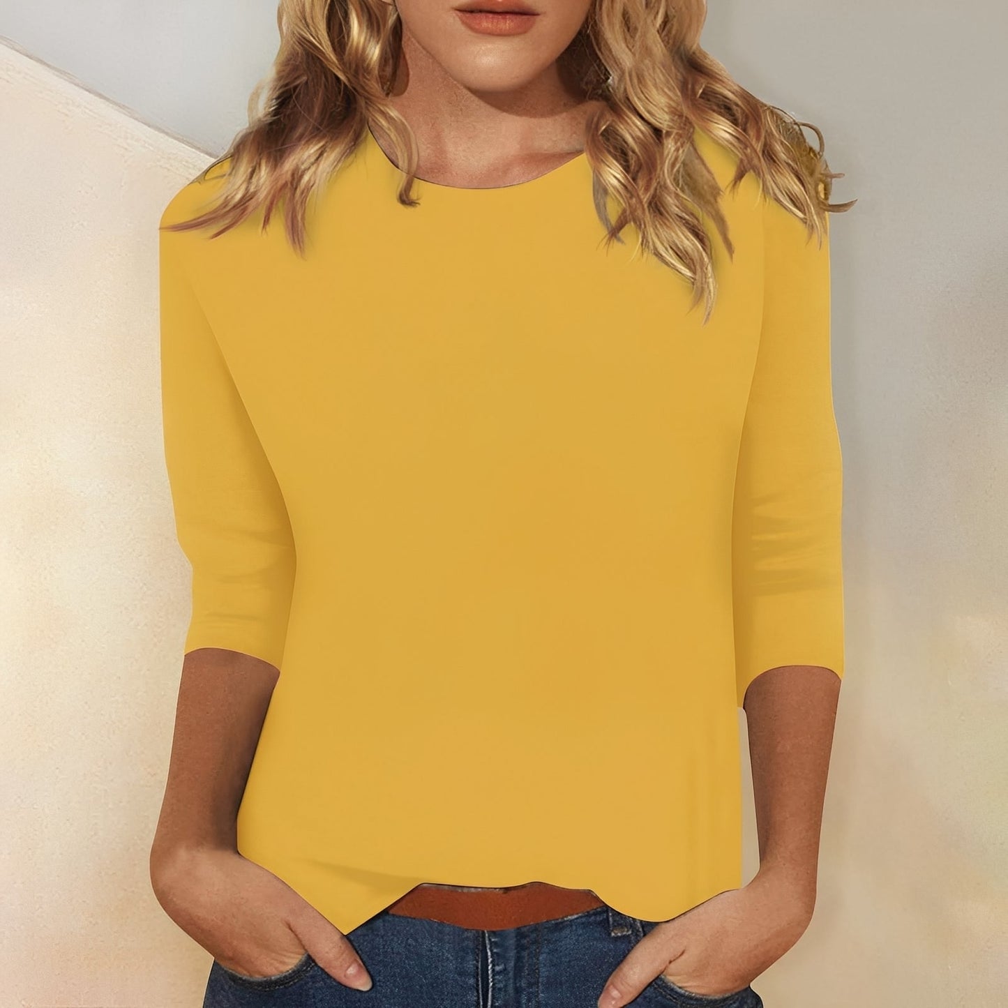 Katherina - T-shirt femme à manches longues avec col rond