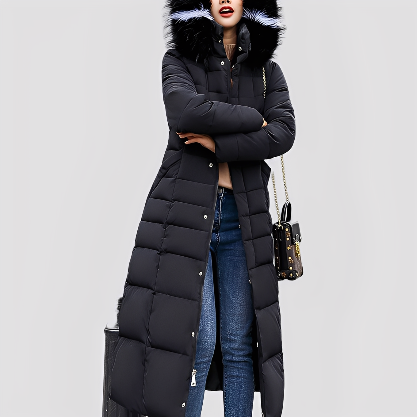 Mollie - Modischer langer gesteppter Mantel für Damen