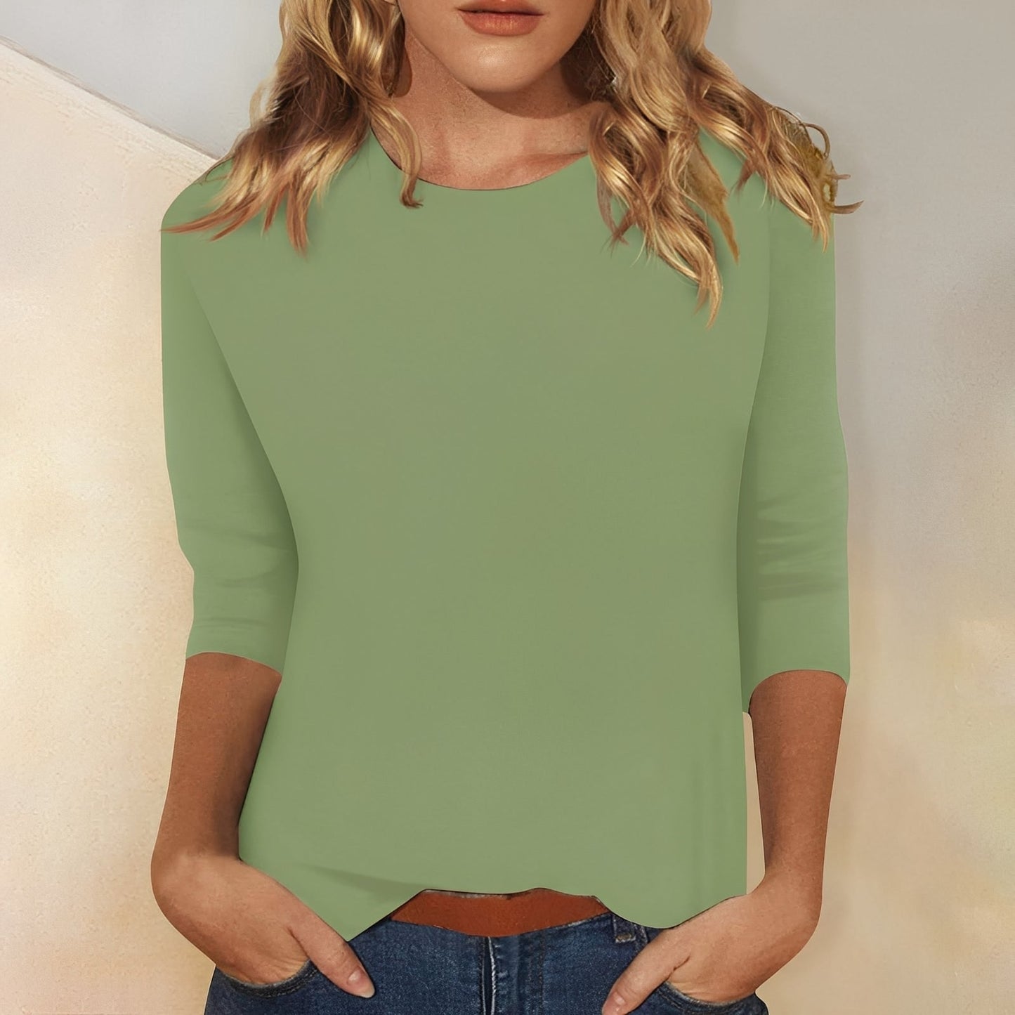Katherina - T-shirt femme à manches longues avec col rond