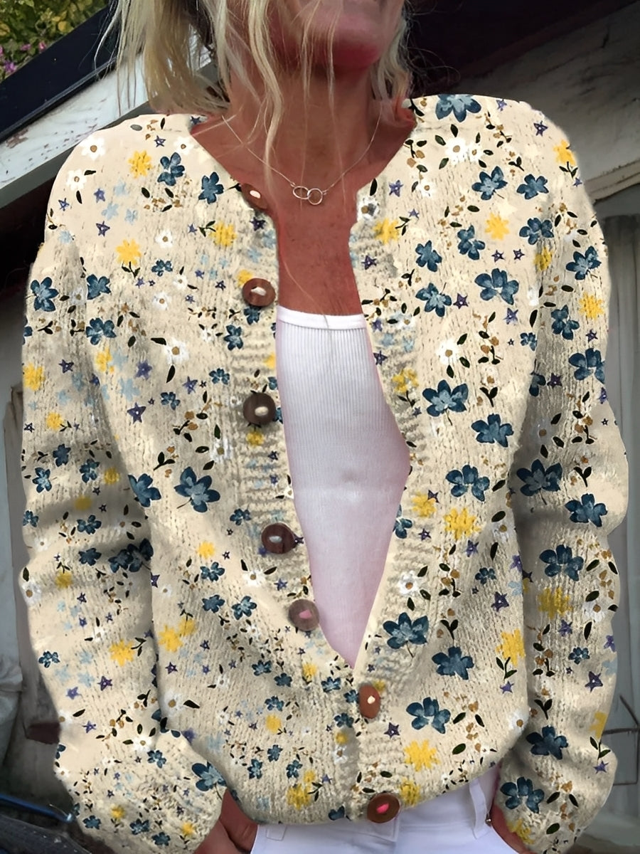 Kandace - Cardigan tendance avec motif floral pour femmes