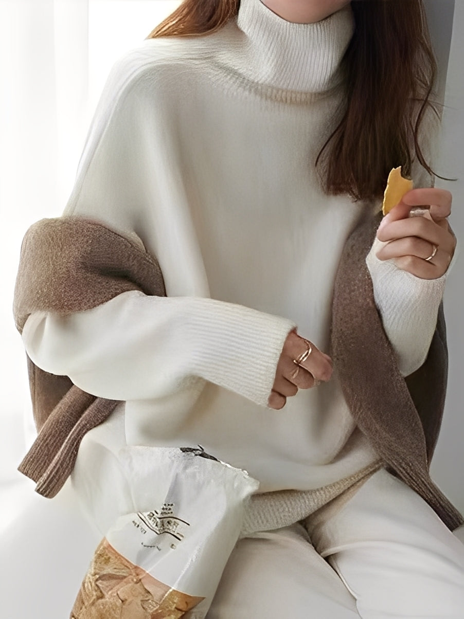 Adrienne - Pull à col roulé en cachemire, chic et spacieux