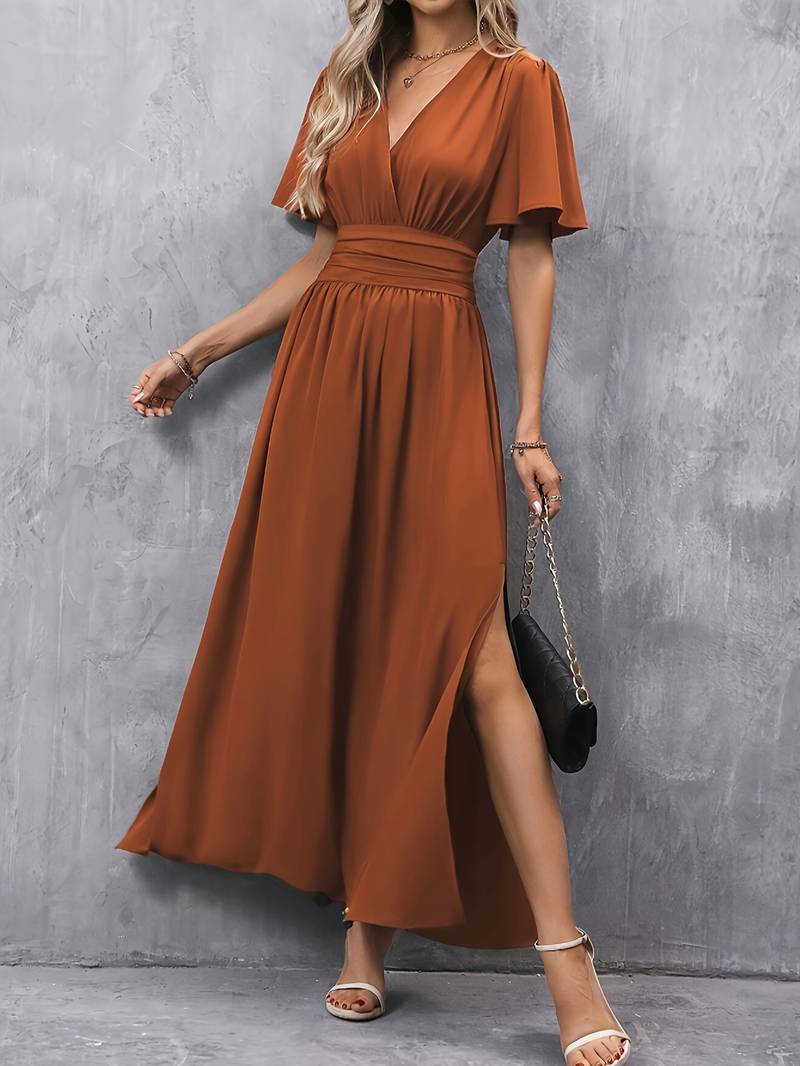 Juliette – Robe avec col à volants et taille froncée pour femmes