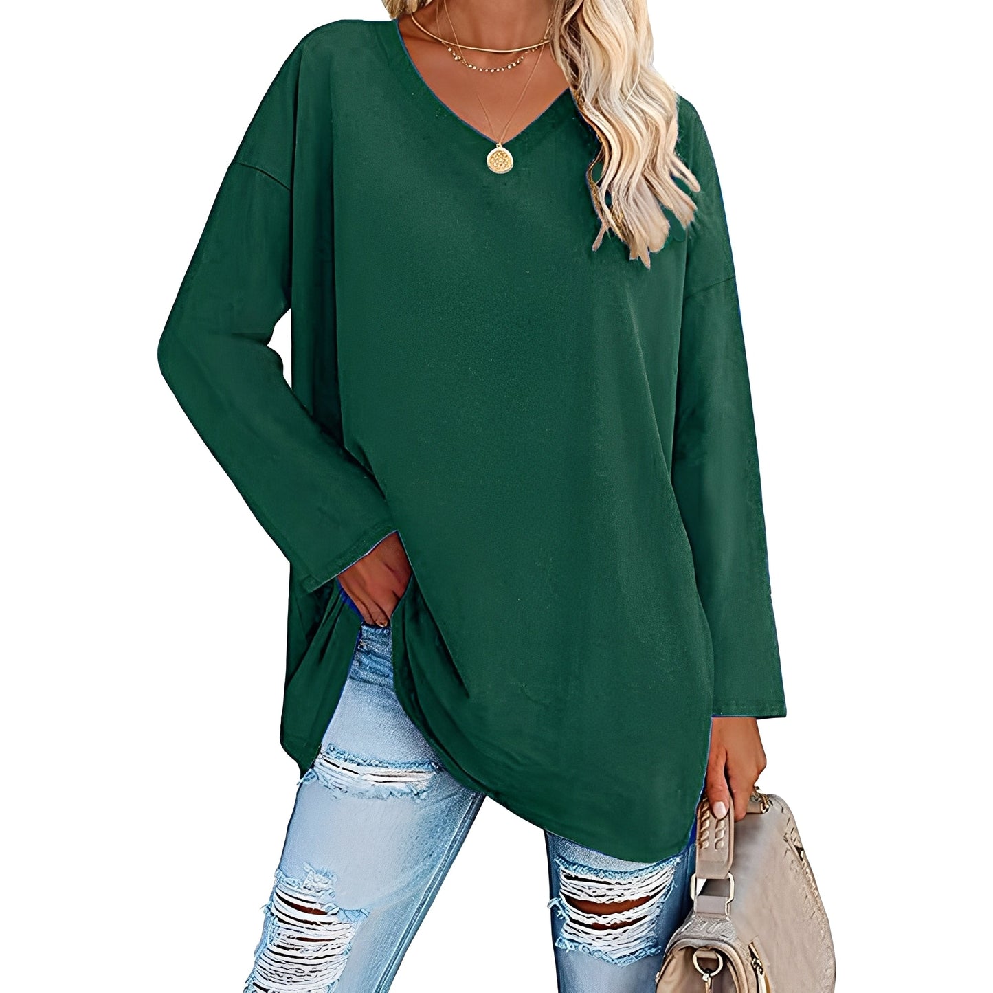 Laëtitia - Loose and elegant long-sleeved blouse for women
