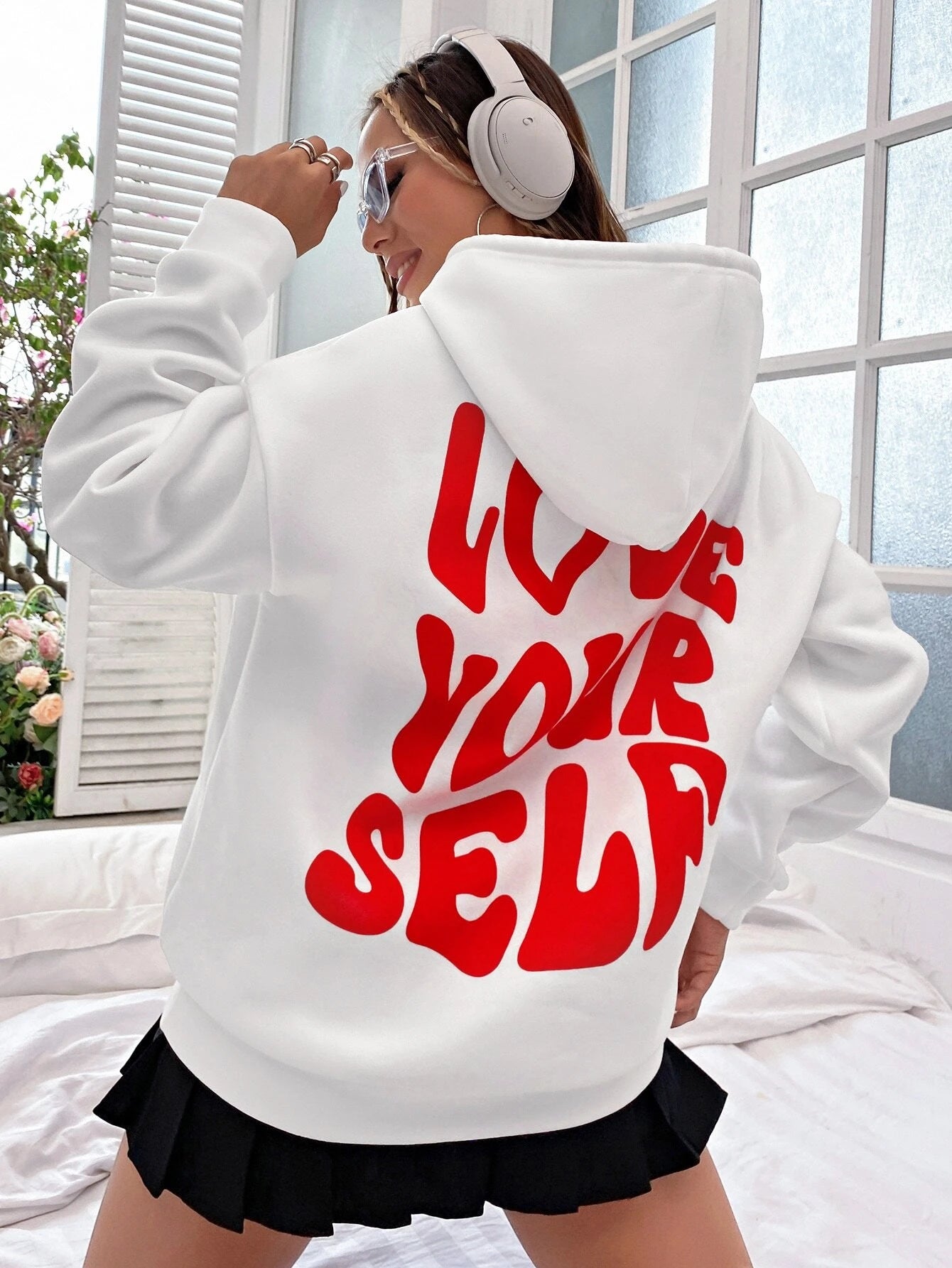 Lovely - Sweat à capuche en coton avec message