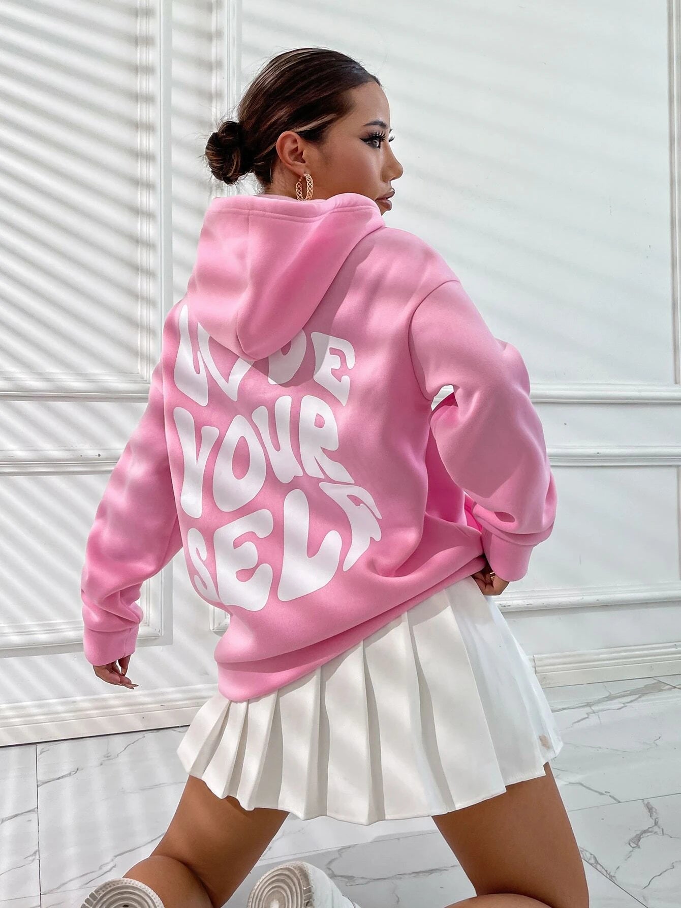 Lovely - Sweat à capuche en coton avec message