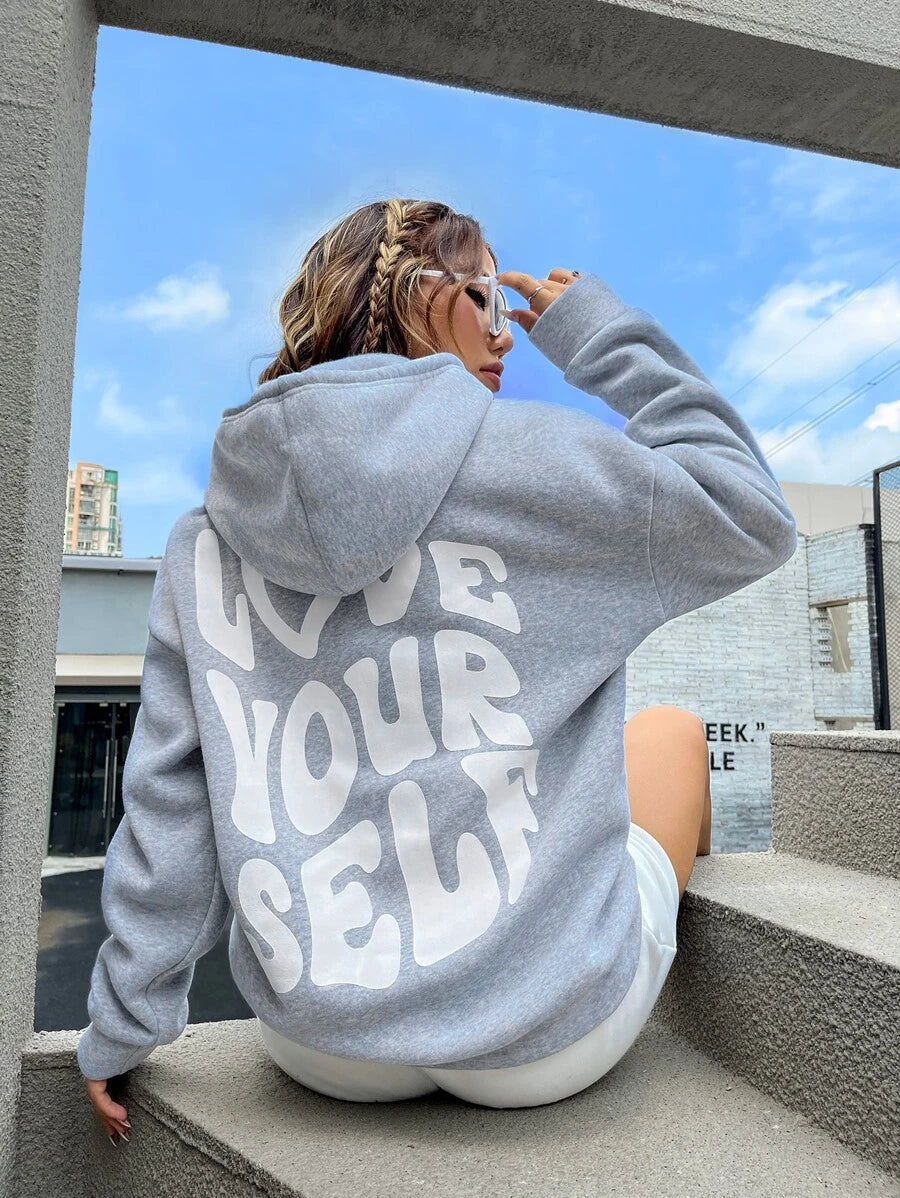 Lovely - Sweat à capuche en coton avec message