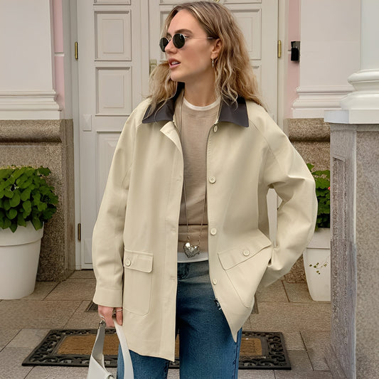 Eireen - Joli manteau large avec col polo pour dames