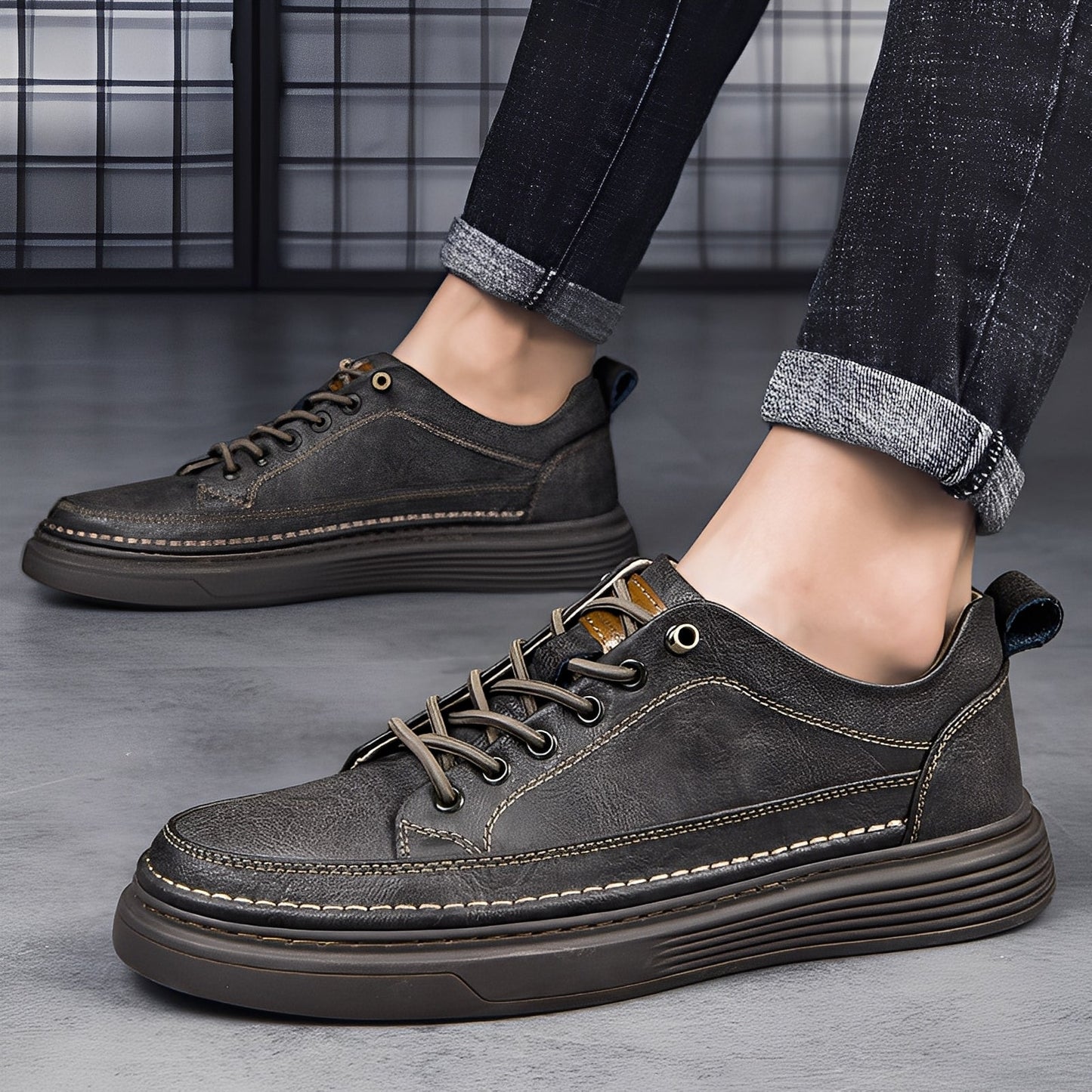 Damion - Baskets Classiques en Cuir pour Hommes