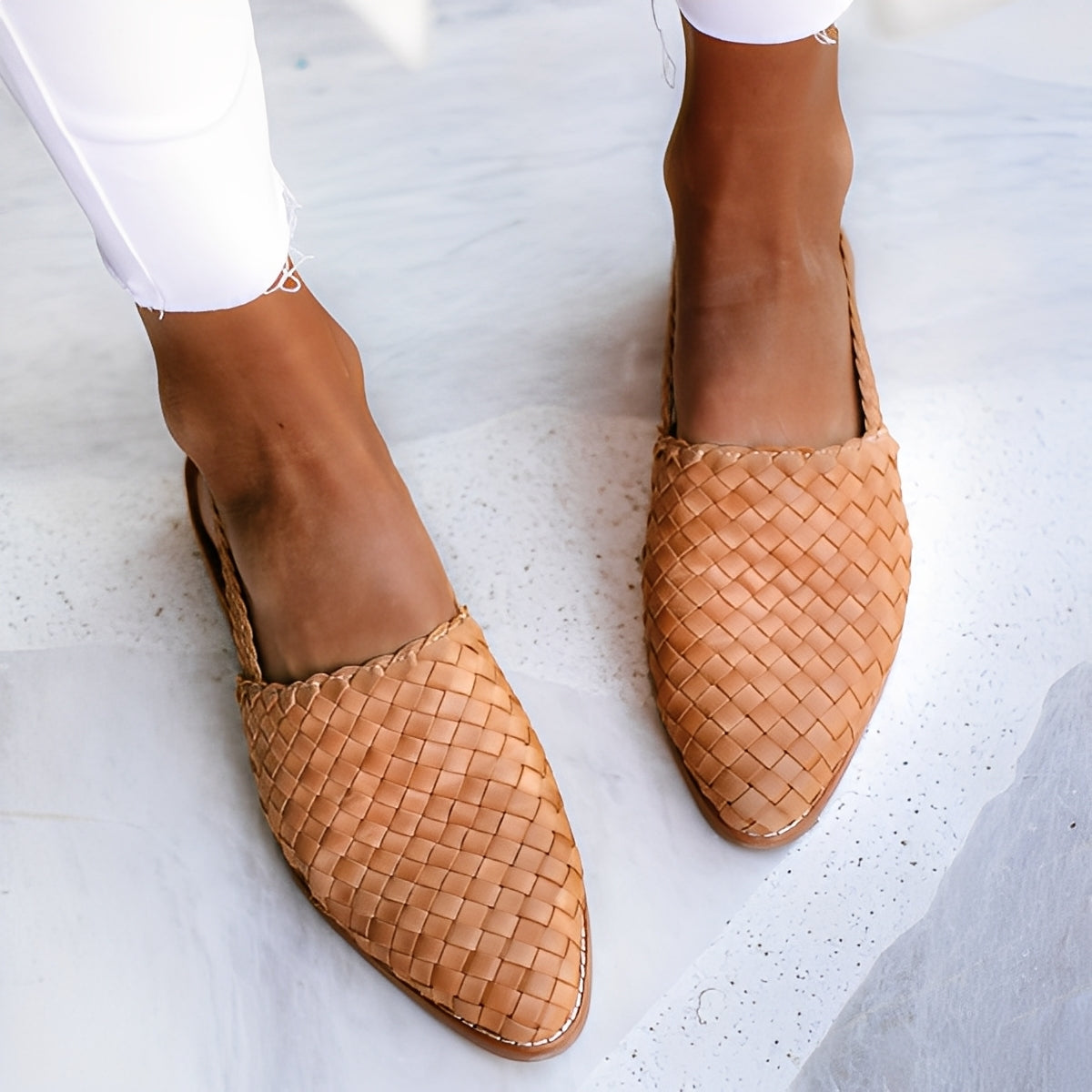 Dolores - Sandales plates en cuir entrelacé pour femmes