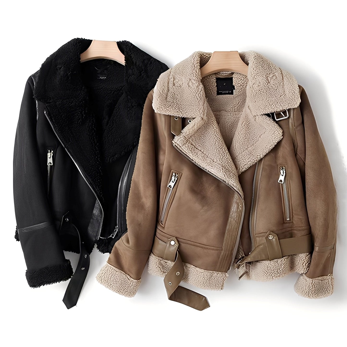 Yasmine - Veste Biker chaude en peau de mouton pour femmes
