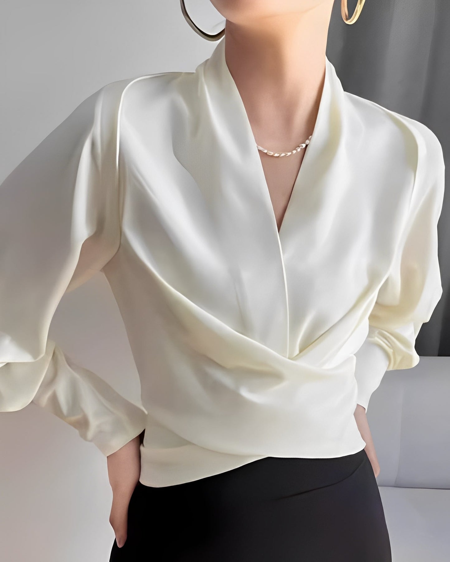 Annora - Belle chemise en satin à manches longues pour femmes