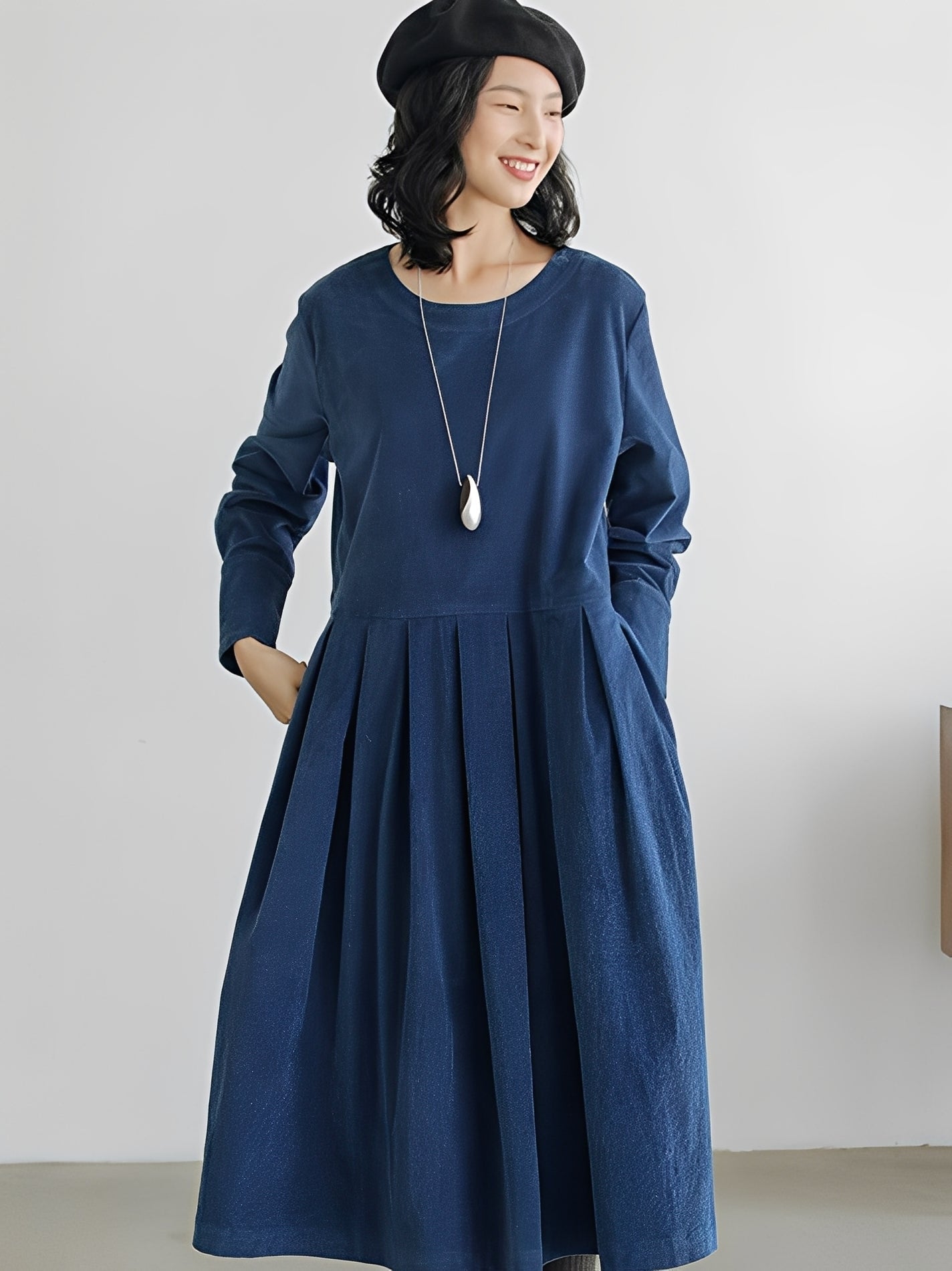 Shyanne - Robe décontractée en velours côtelé ample avec poches pour femmes