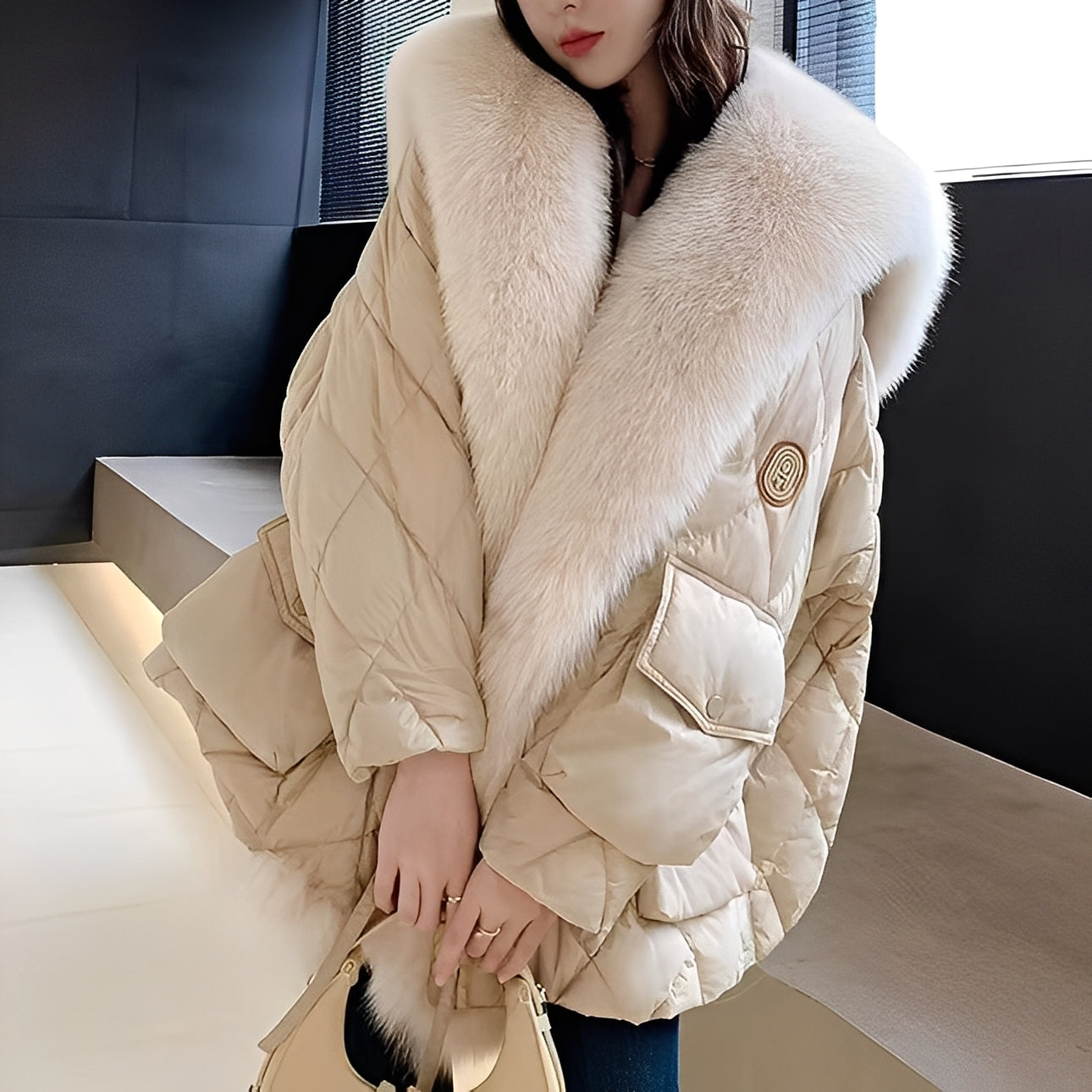 Marjorie - Doudoune tendance avec col en fourrure pour femmes