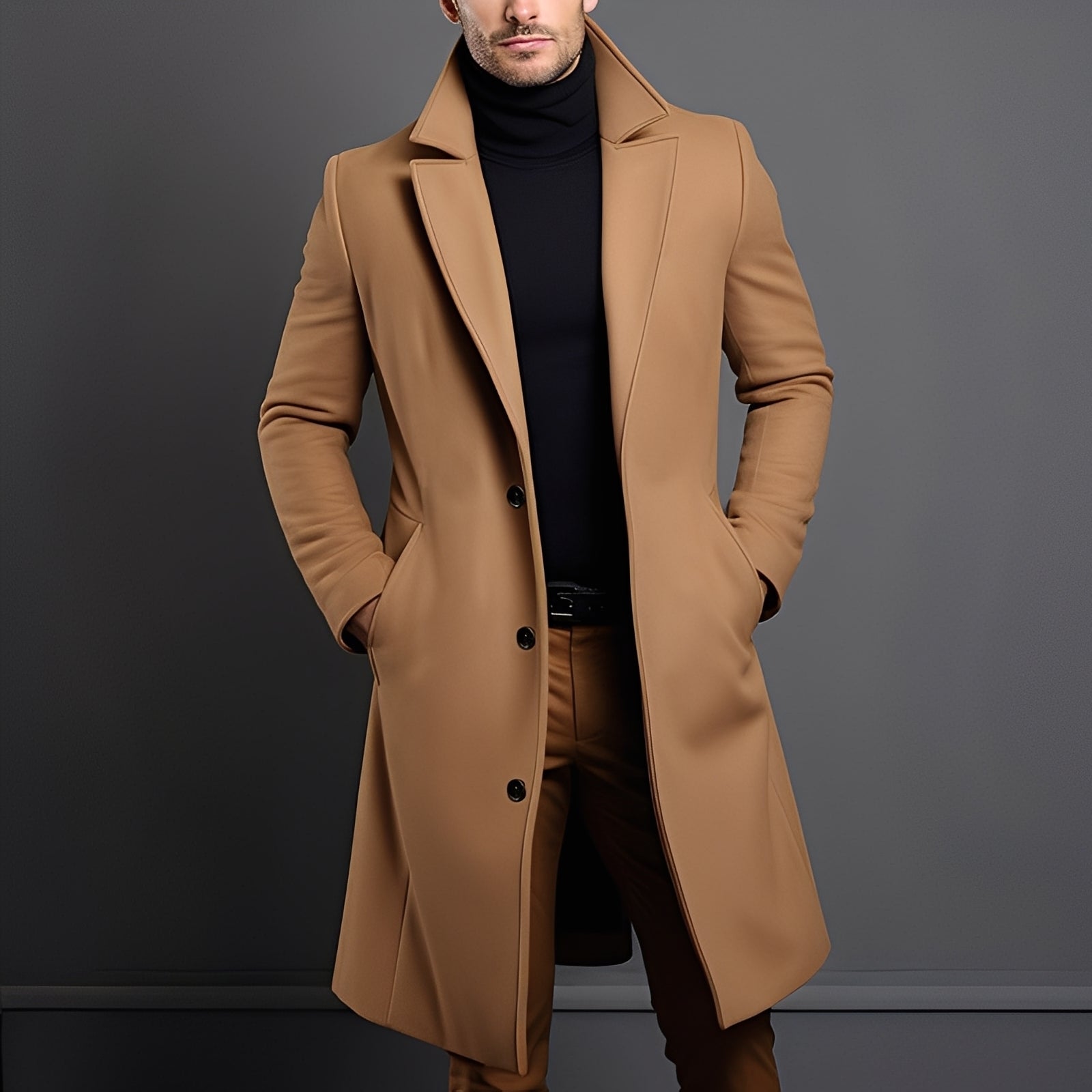 Manteau Homme Vintage En Daim - Style Élégant, Manches Longues, Neuf Avec Étiquettes