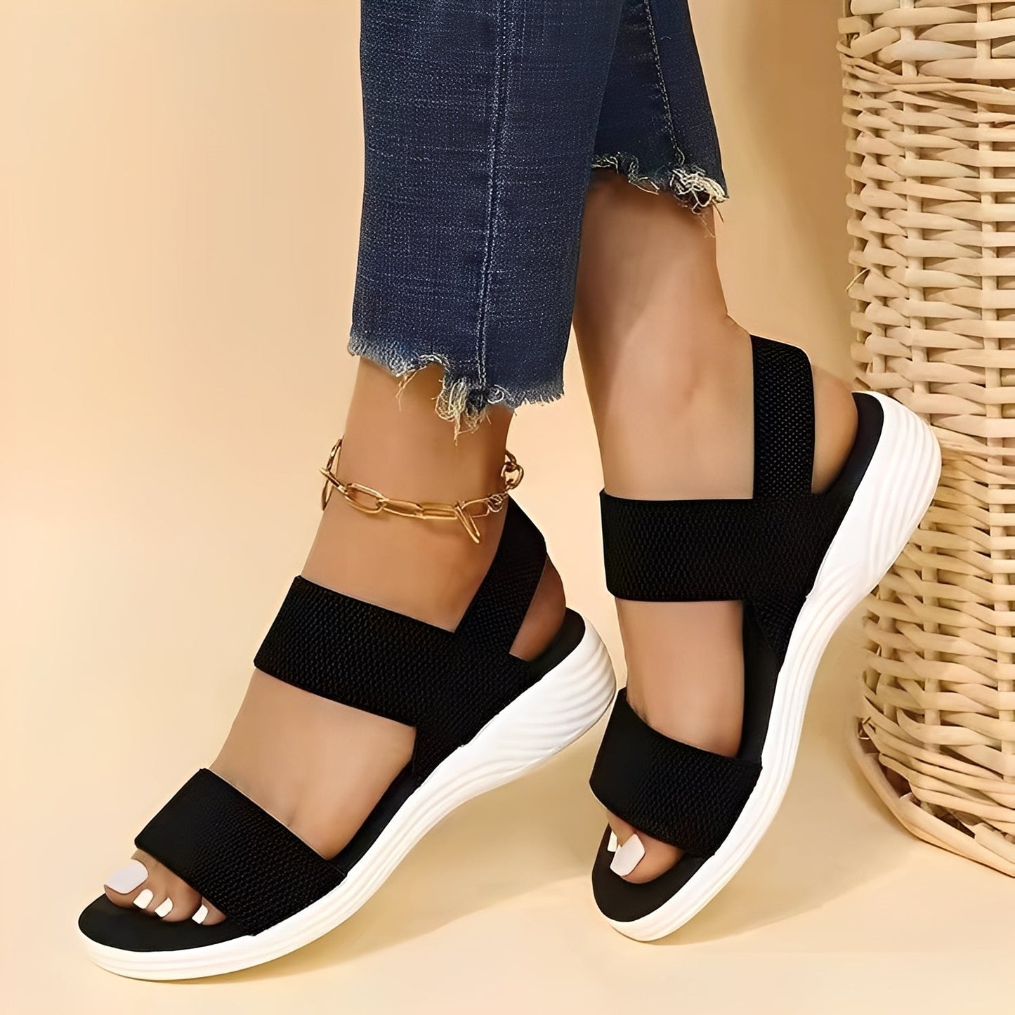 Jessika - Sandales plates casual en Flyknit pour femmes