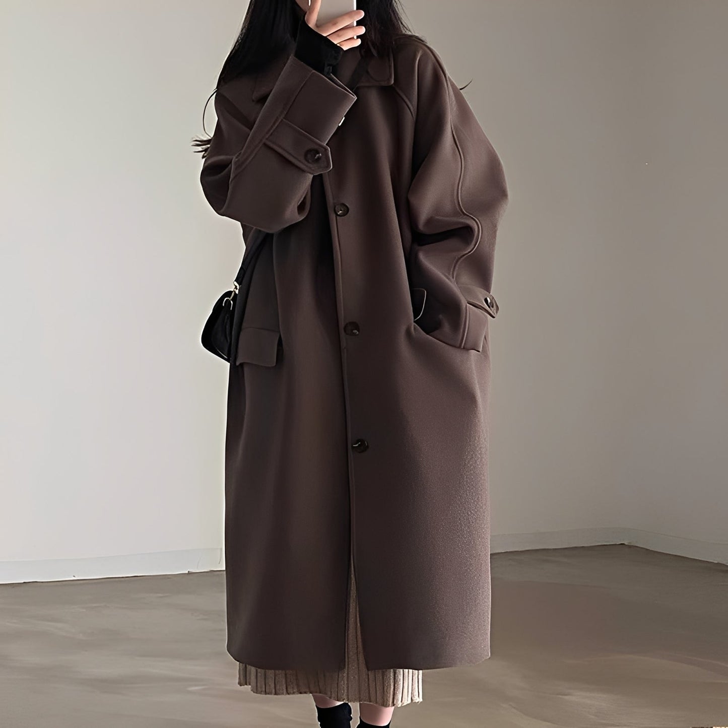 Estelle - Manteau en laine classique à boutons simples pour femmes