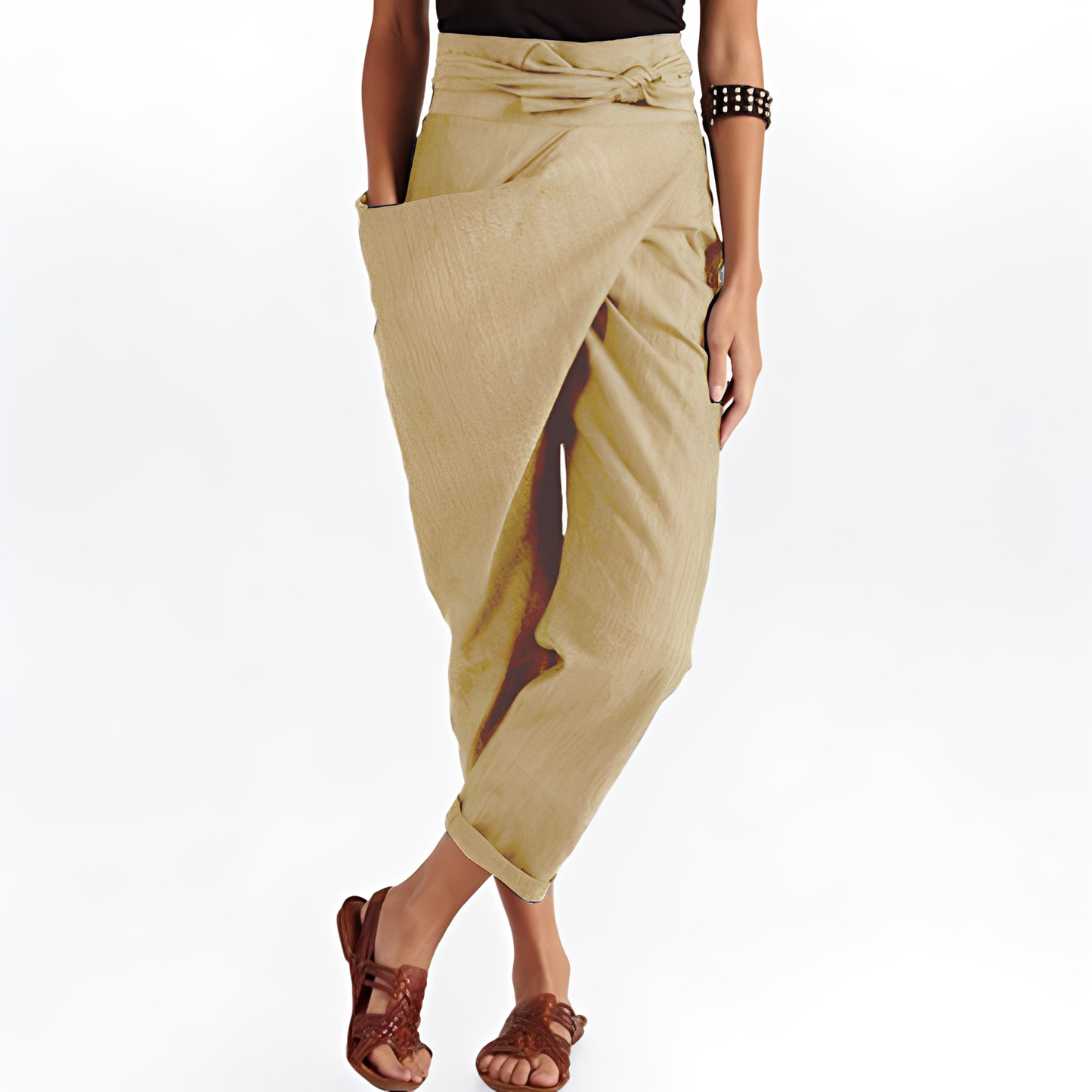 Courteney - Pantalon harem ample à taille haute pour femmes