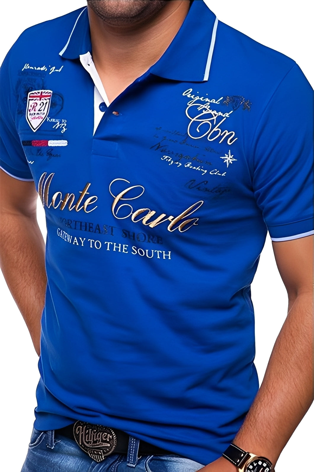 Brent - T-shirt polo décontracté avec imprimé pour hommes