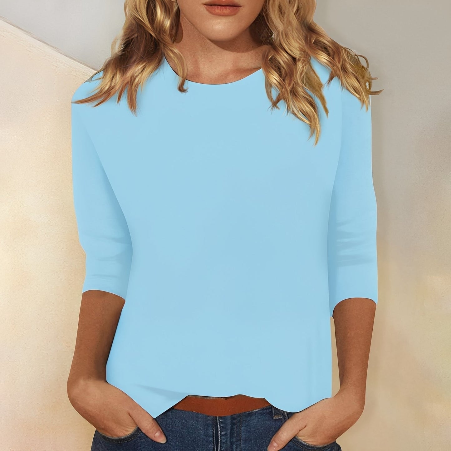 Katherina - T-shirt femme à manches longues avec col rond