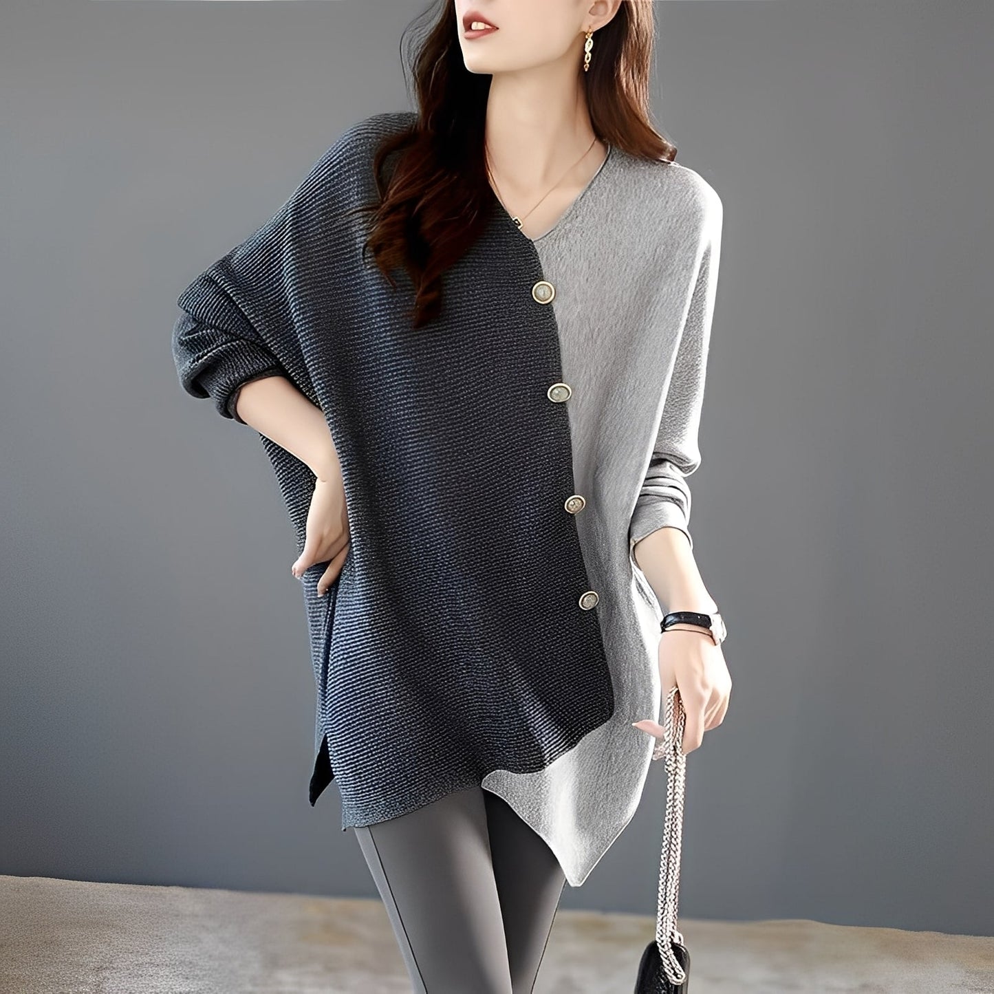 Madilynn - Pull relax avec motif patchwork pour femmes