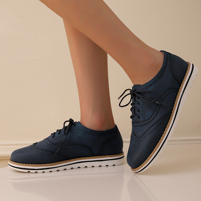 Gemma - Chaussures Derby en daim pour femmes, style décontracté