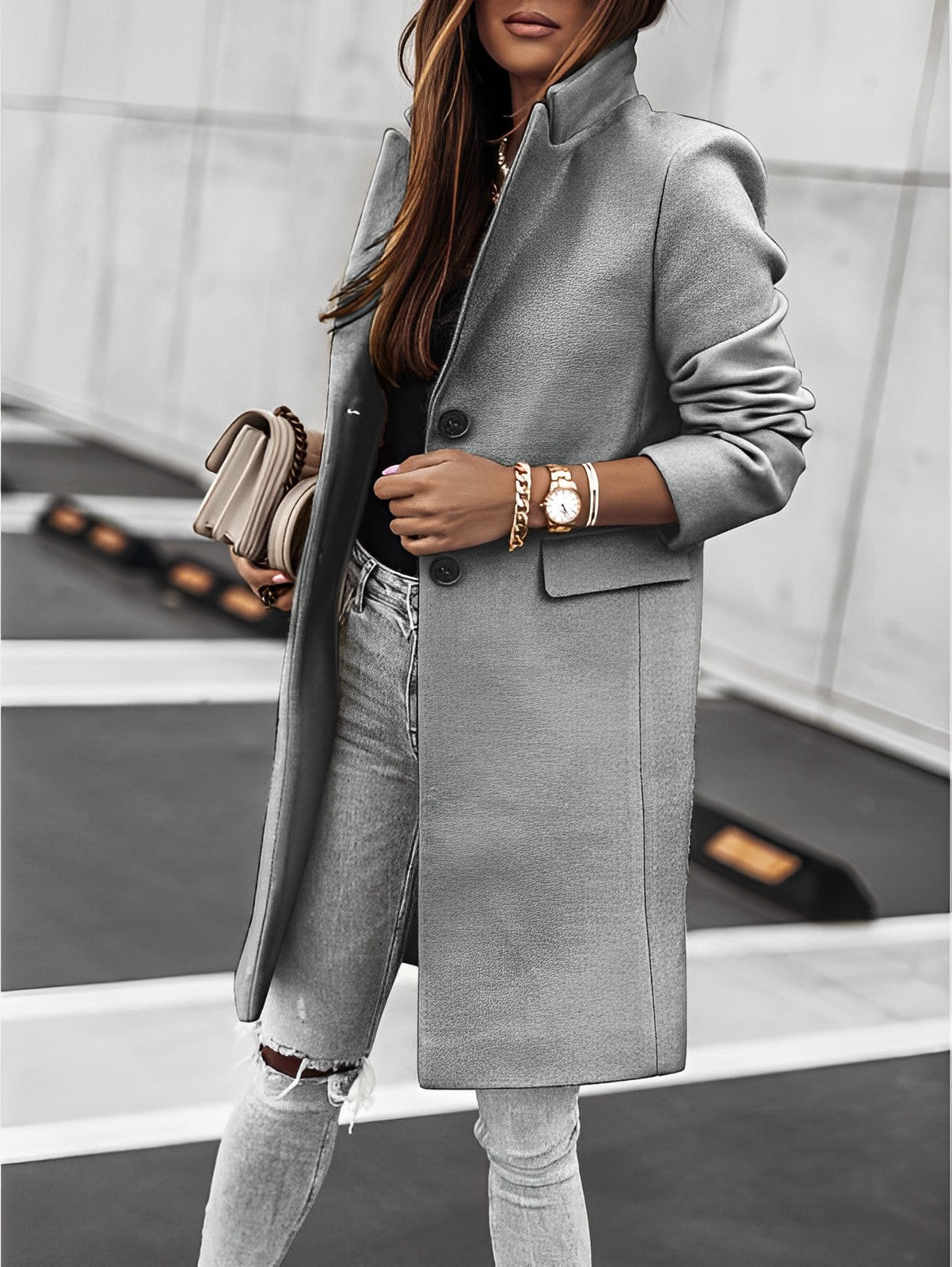 Simone - Manteau classique à deux boutons avec manches longues