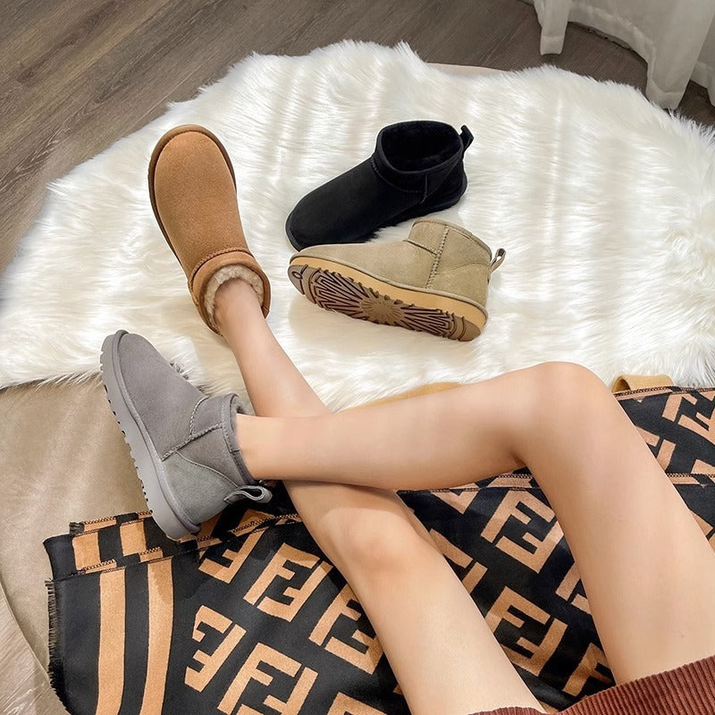 Alva - Bottines d'hiver en cuir véritable mat