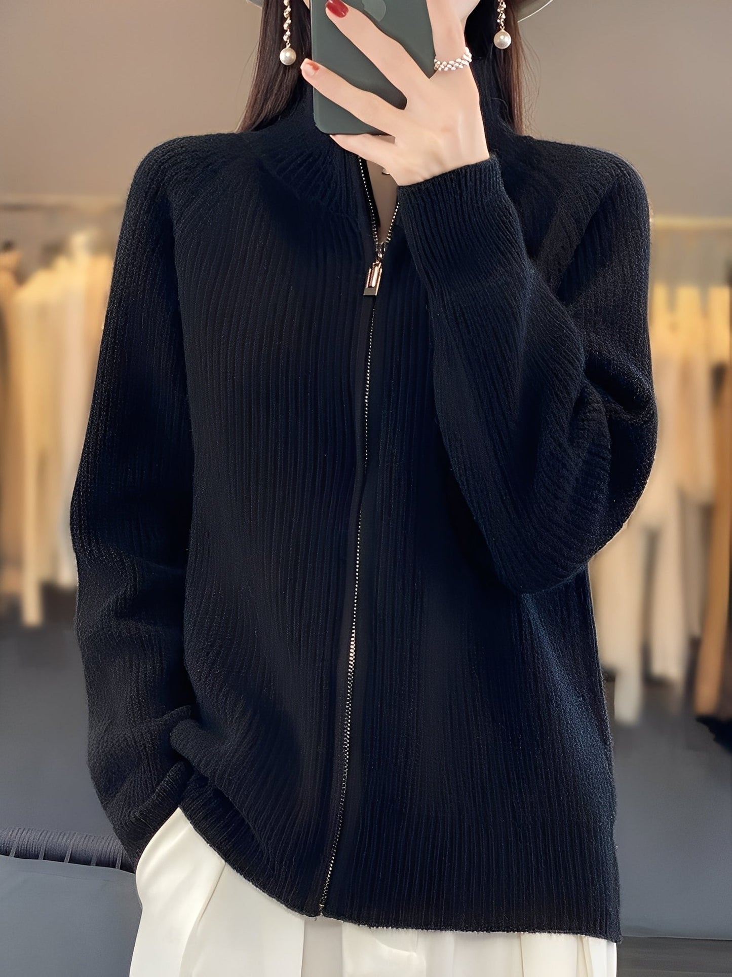 Brylee - Veste en laine moderne avec zip pour femmes