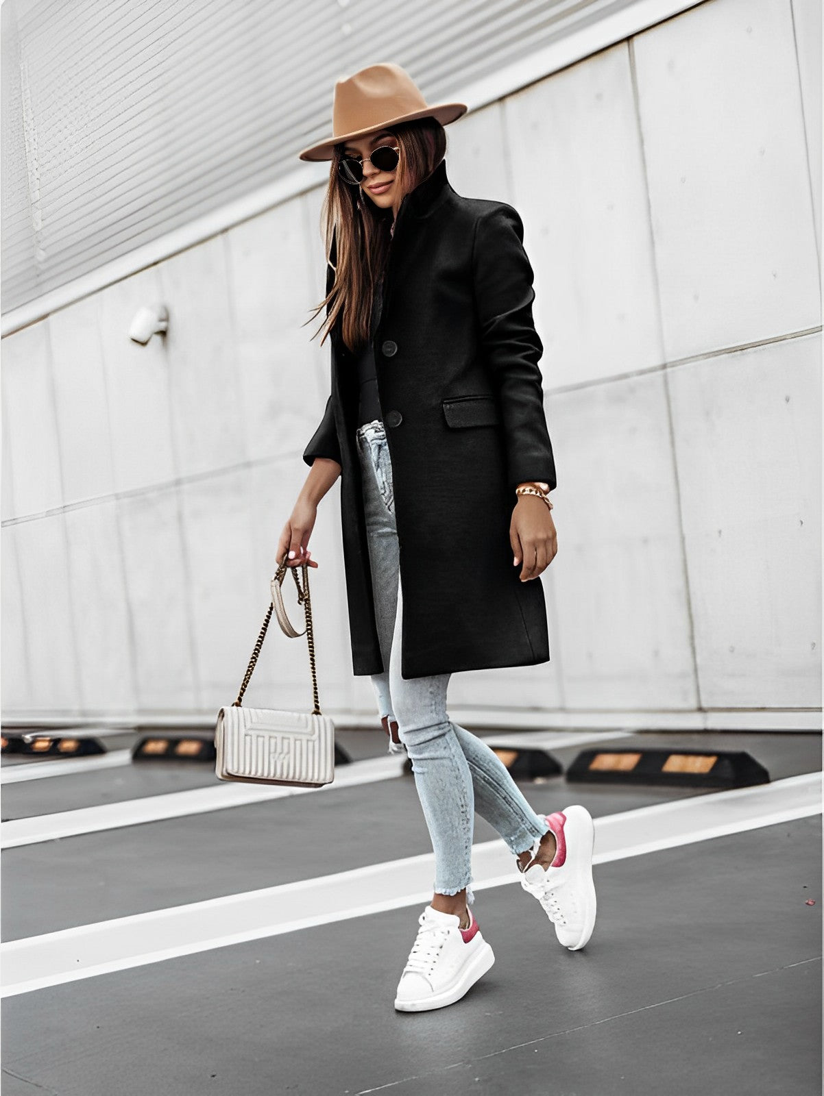 Simone - Manteau classique à deux boutons avec manches longues