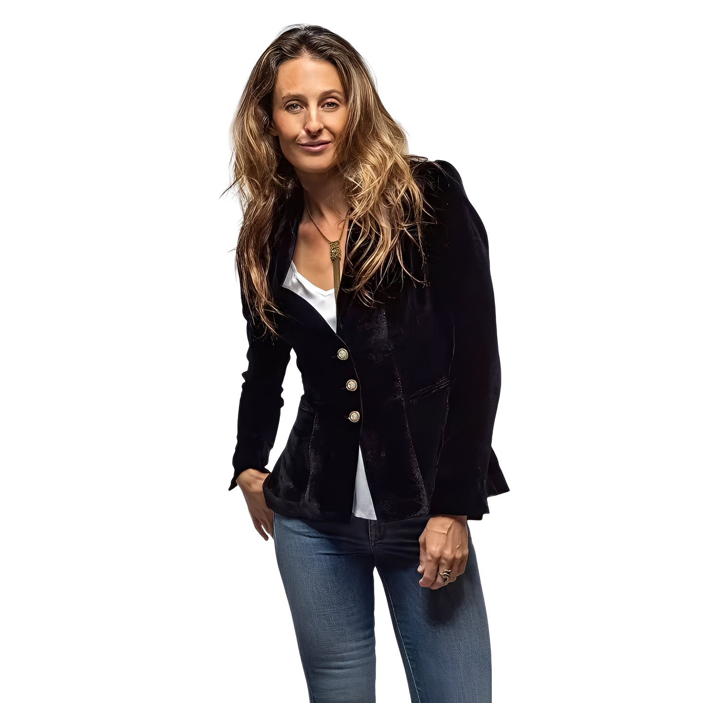 Martha - Blazer stylé avec col revers en velours pour femmes
