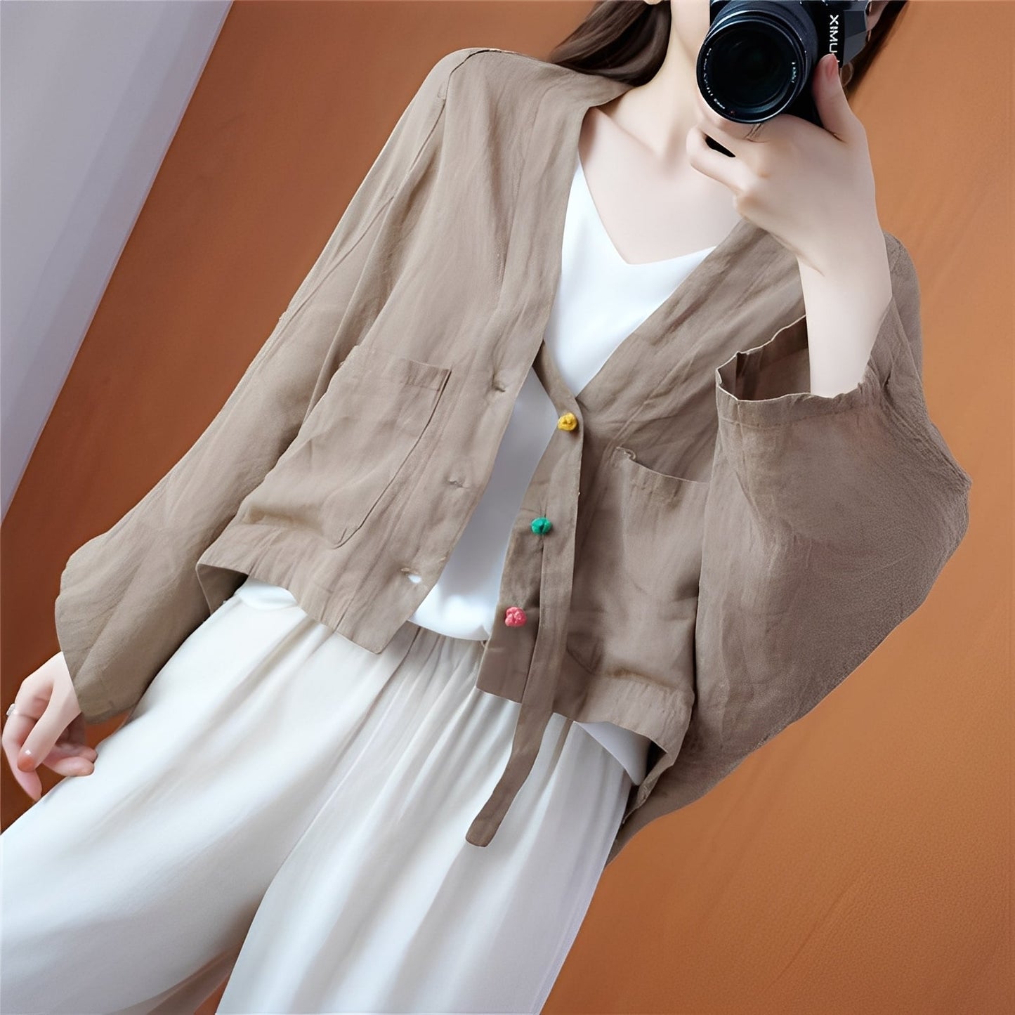 Shelia - Veste courte large avec poches