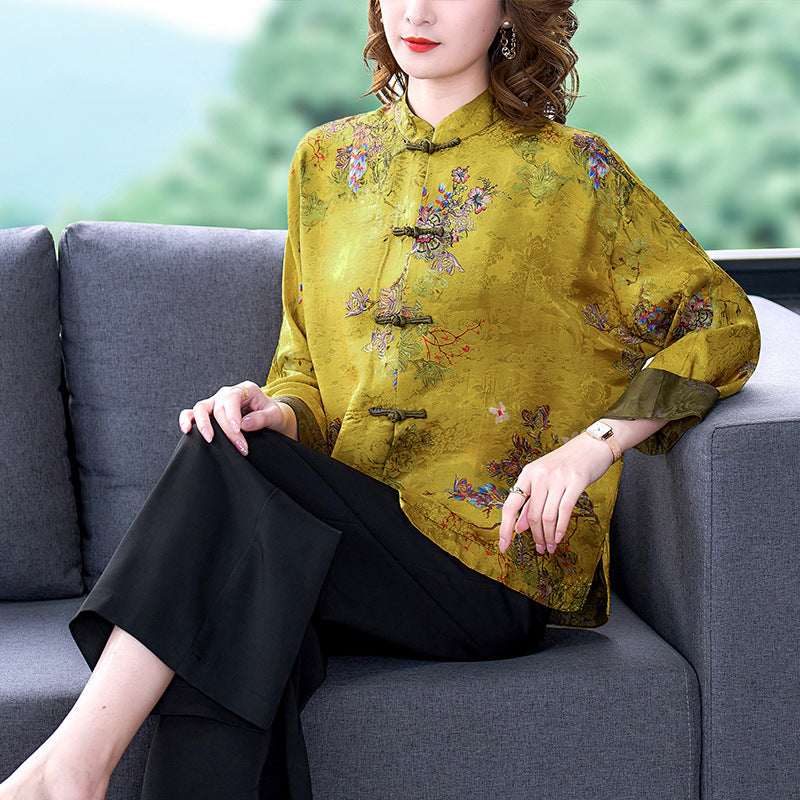 Moriah - Manteau soie classique avec boutons pour femmes