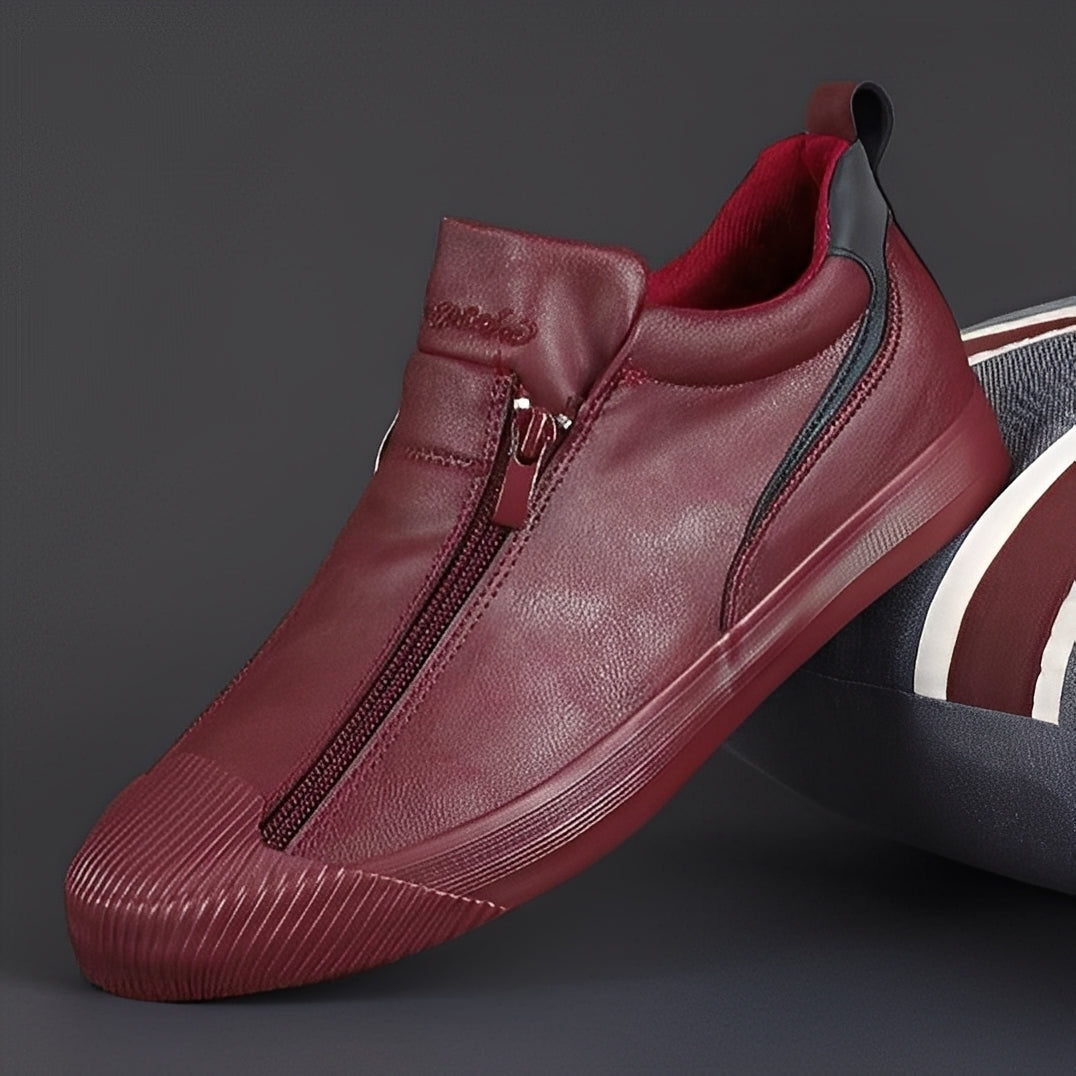 Jerred - Chaussures modernes pour hommes en cuir avec fermeture éclair