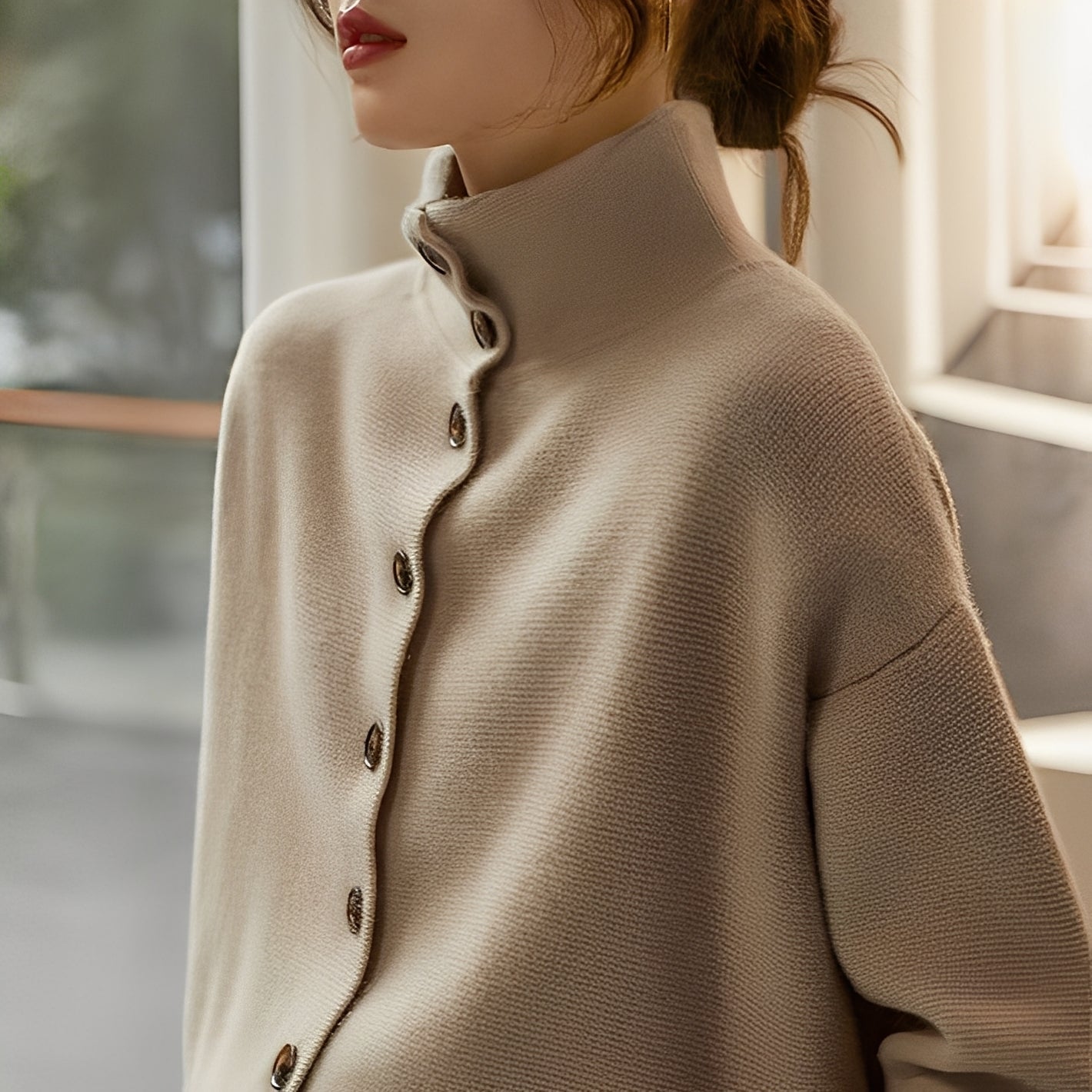 Evelynn - Pull tricoté chic avec col haut pour femmes