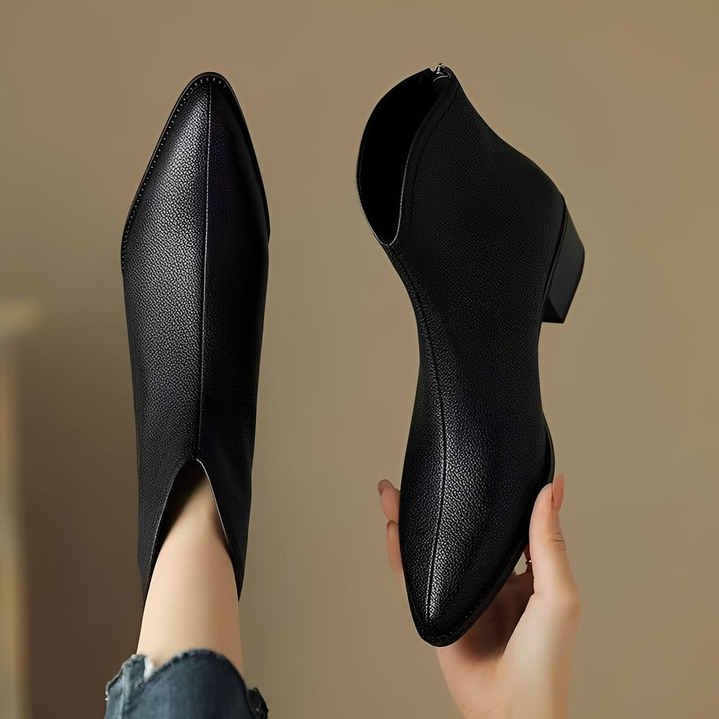 Abbie - Casual short leather boots for women