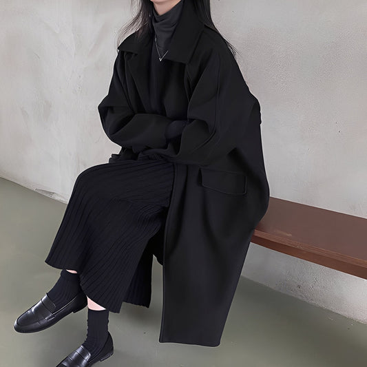 Estelle - Manteau en laine classique à boutons simples pour femmes