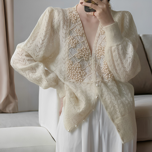 Jolie - Pull en tricot sophistiqué avec boutons en perles