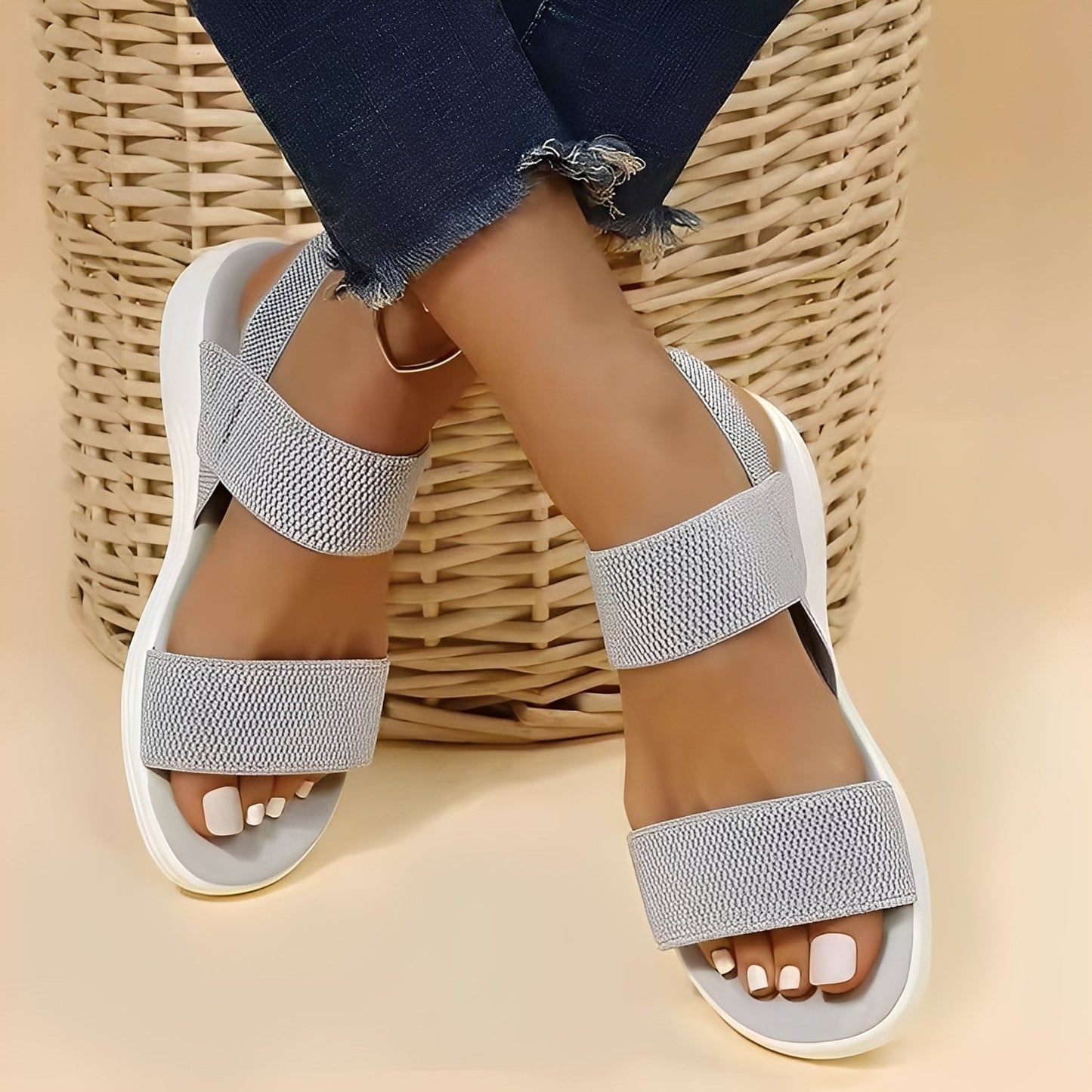 Jessika - Sandales plates casual en Flyknit pour femmes