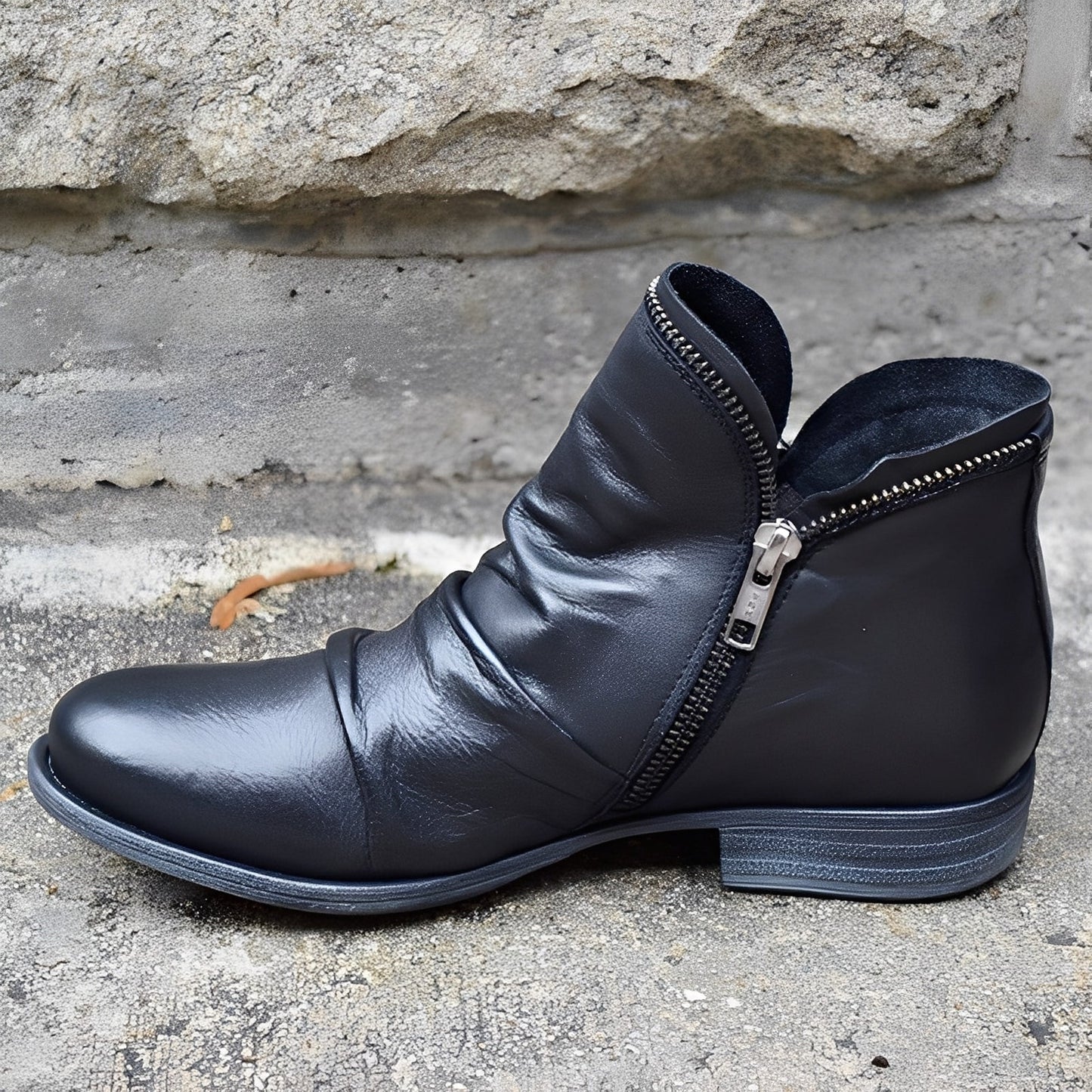 Veronica - Bottes vintage en cuir avec fermeture éclair pour femmes
