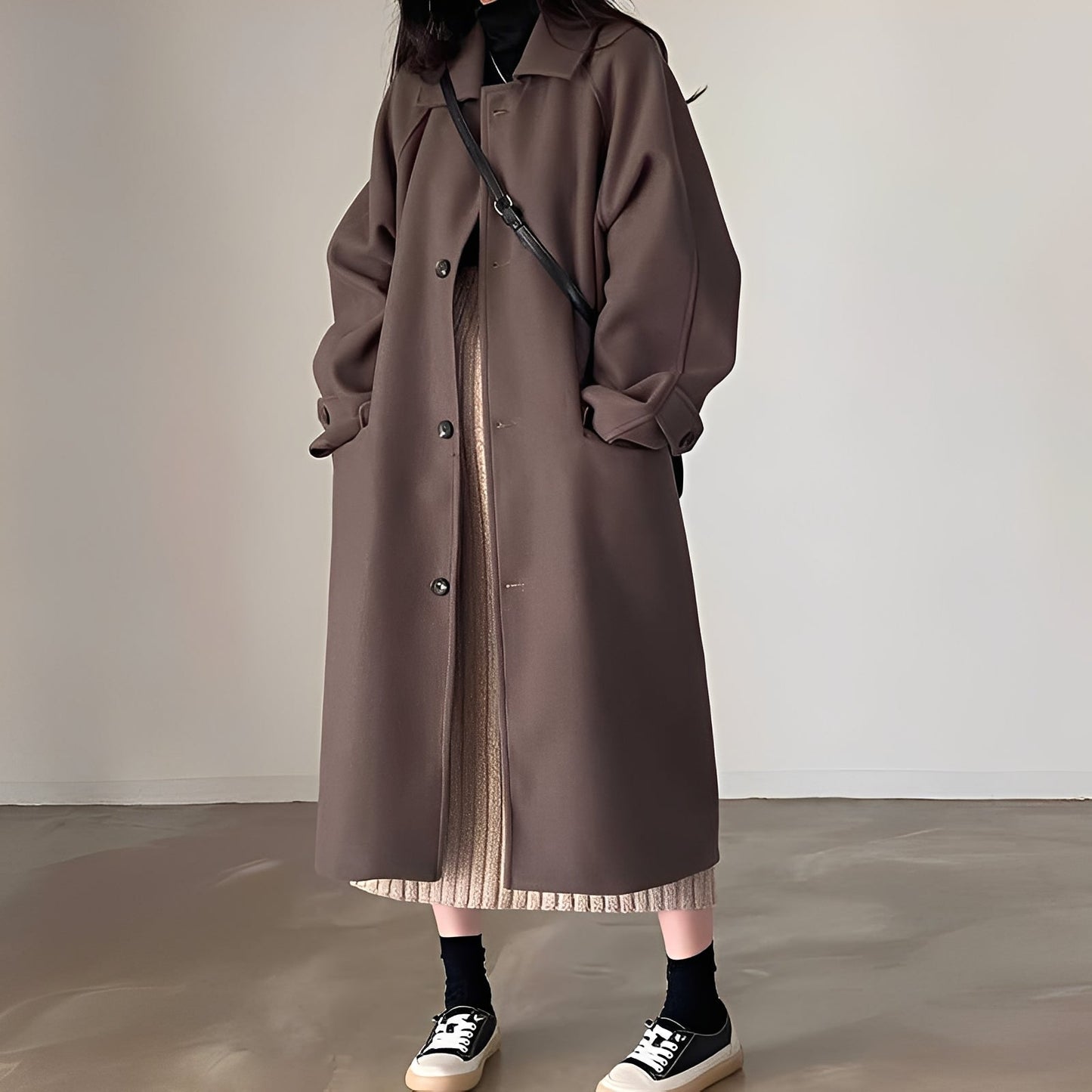 Estelle - Manteau en laine classique à boutons simples pour femmes
