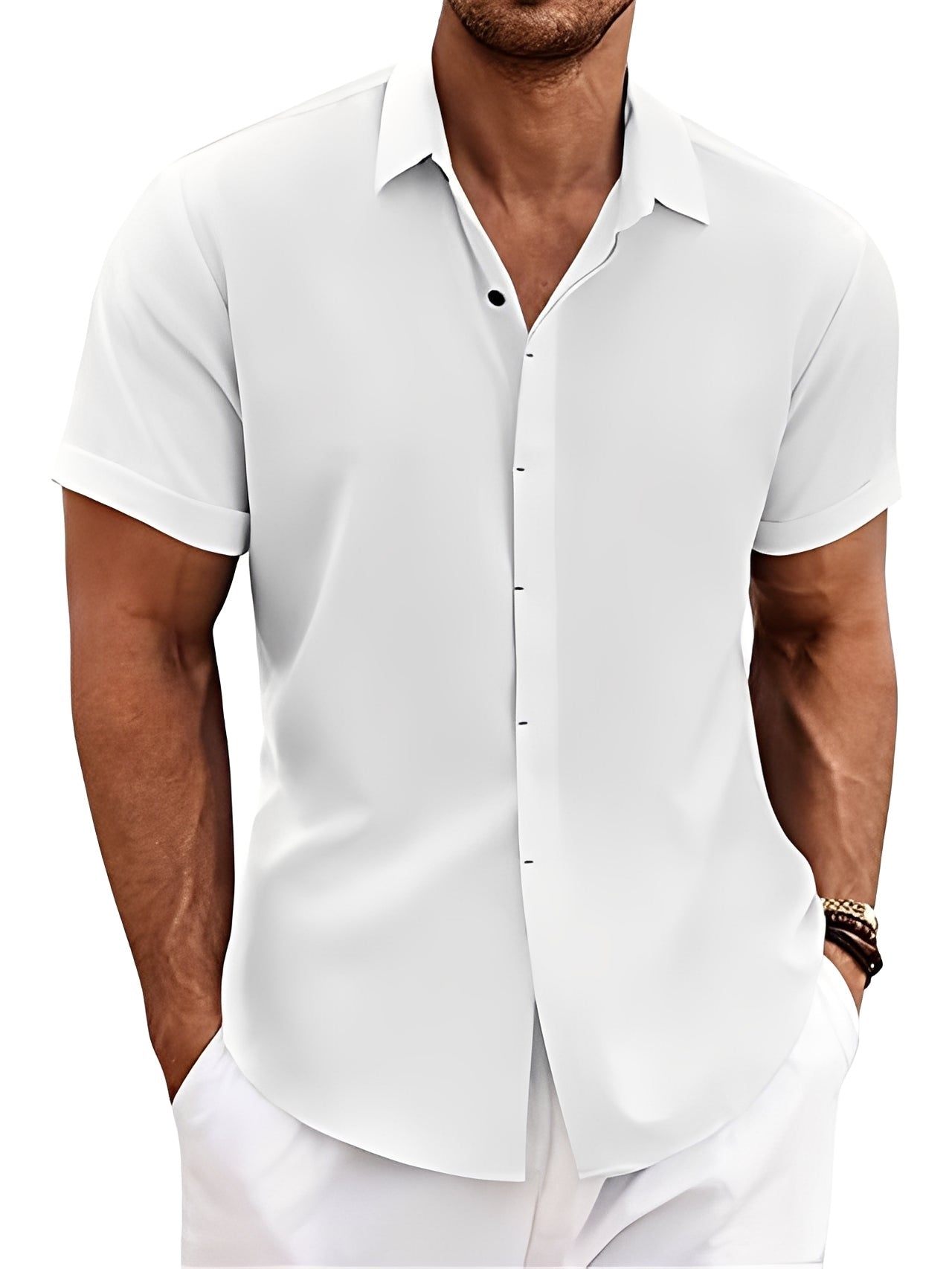 Caelum - Chemise à manches courtes simple et relax pour hommes