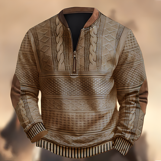 Edmund - Pull à motifs décontracté avec zip pour hommes