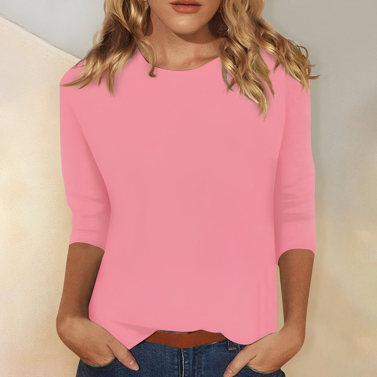 Katherina - T-shirt femme à manches longues avec col rond