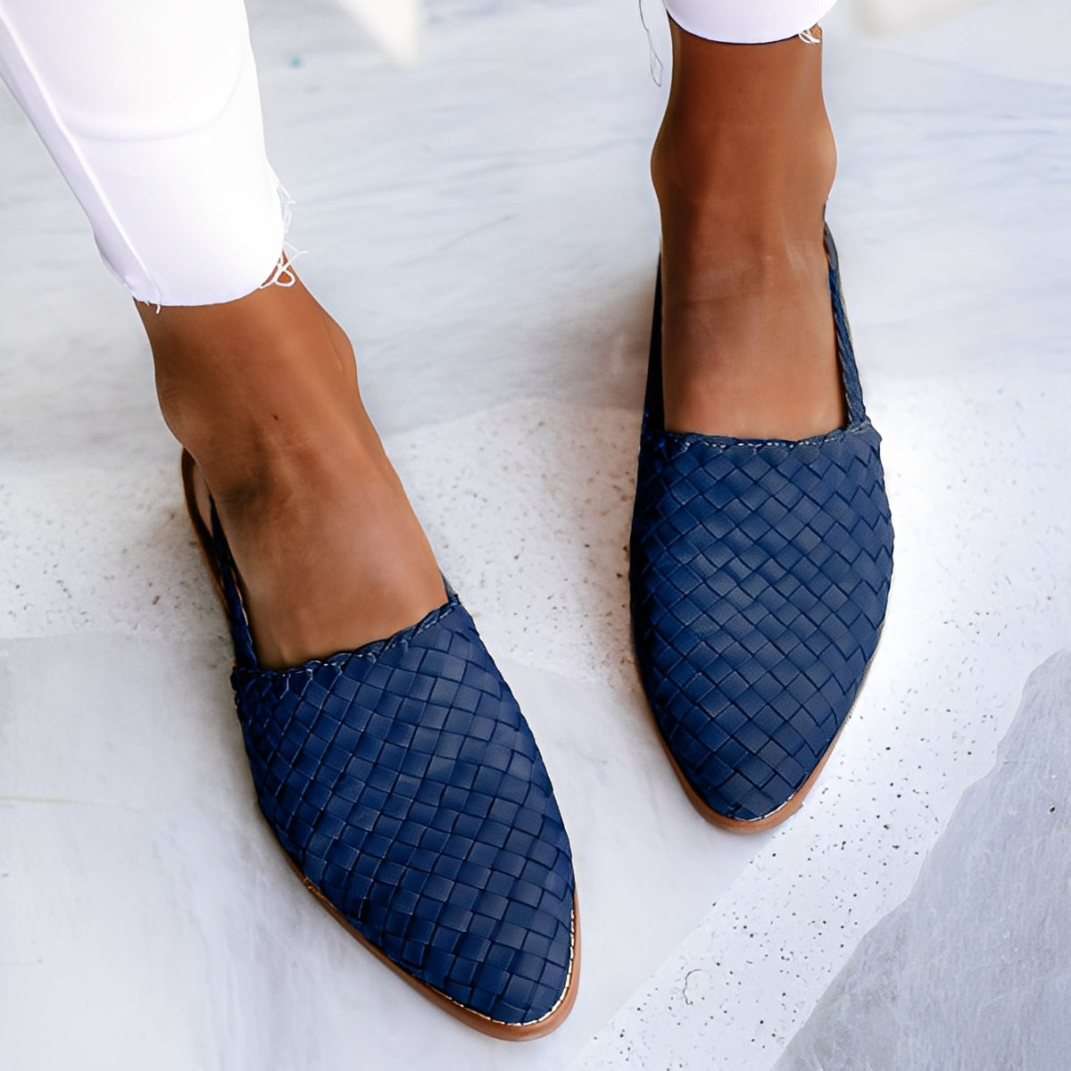 Dolores - Sandales plates en cuir entrelacé pour femmes