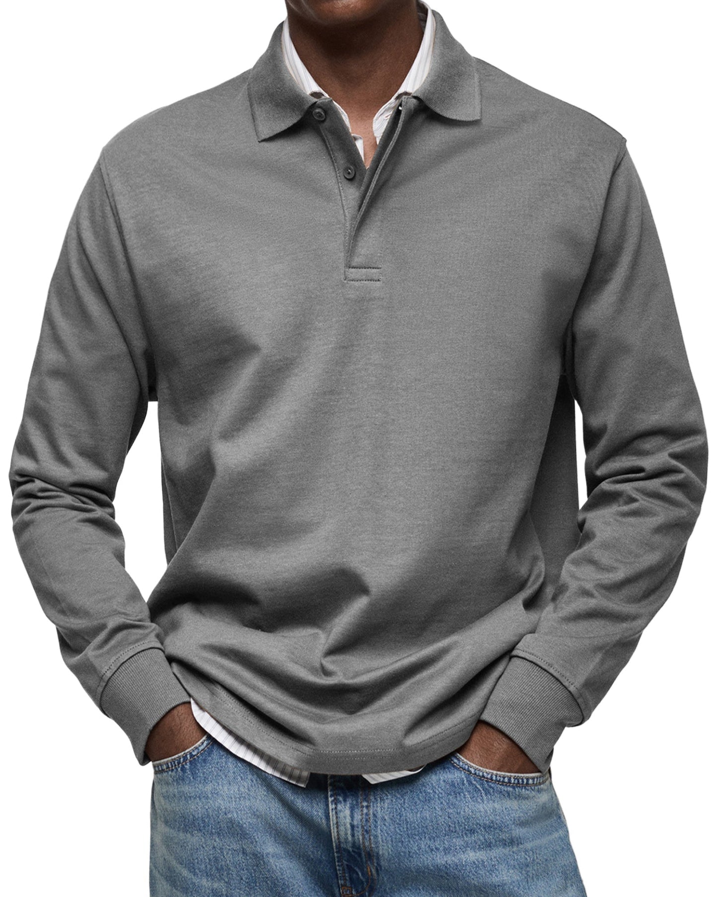 Dewey - Polo simple à manches longues pour hommes
