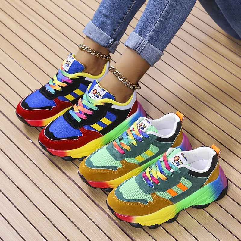 Jolie - Sneakers colorées avec grande semelle pour femmes