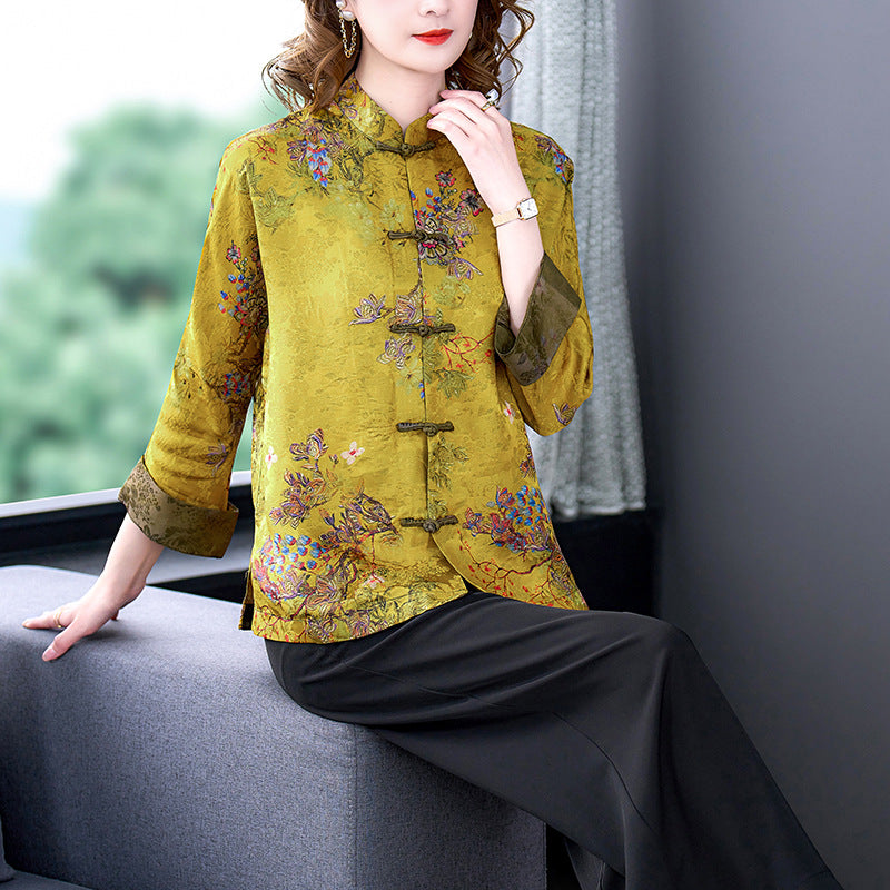 Moriah - Manteau soie classique avec boutons pour femmes